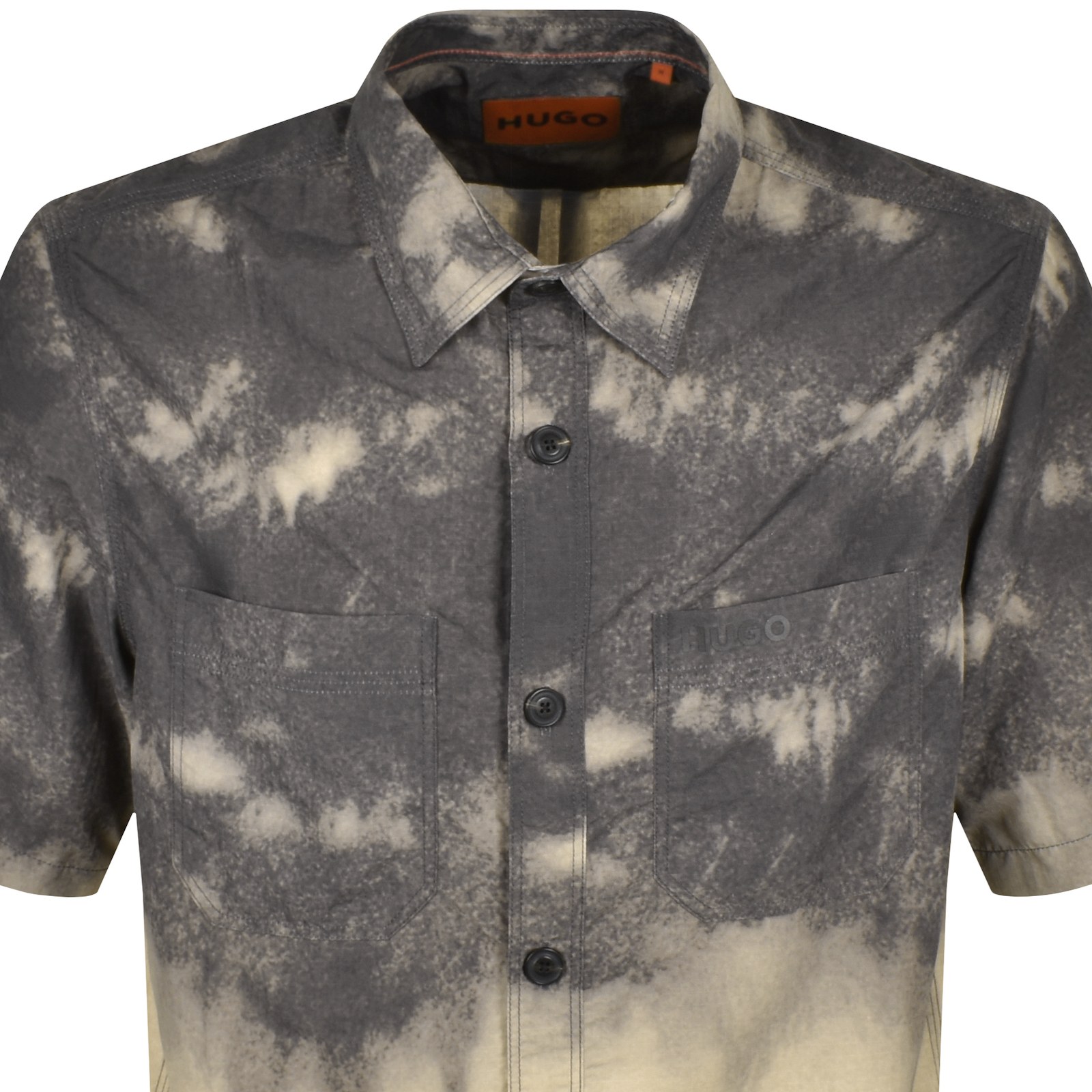 Hugo Boss Hugo Eratino Tie Dye Short Sleeve Nylon Button-up Shirt In Brown