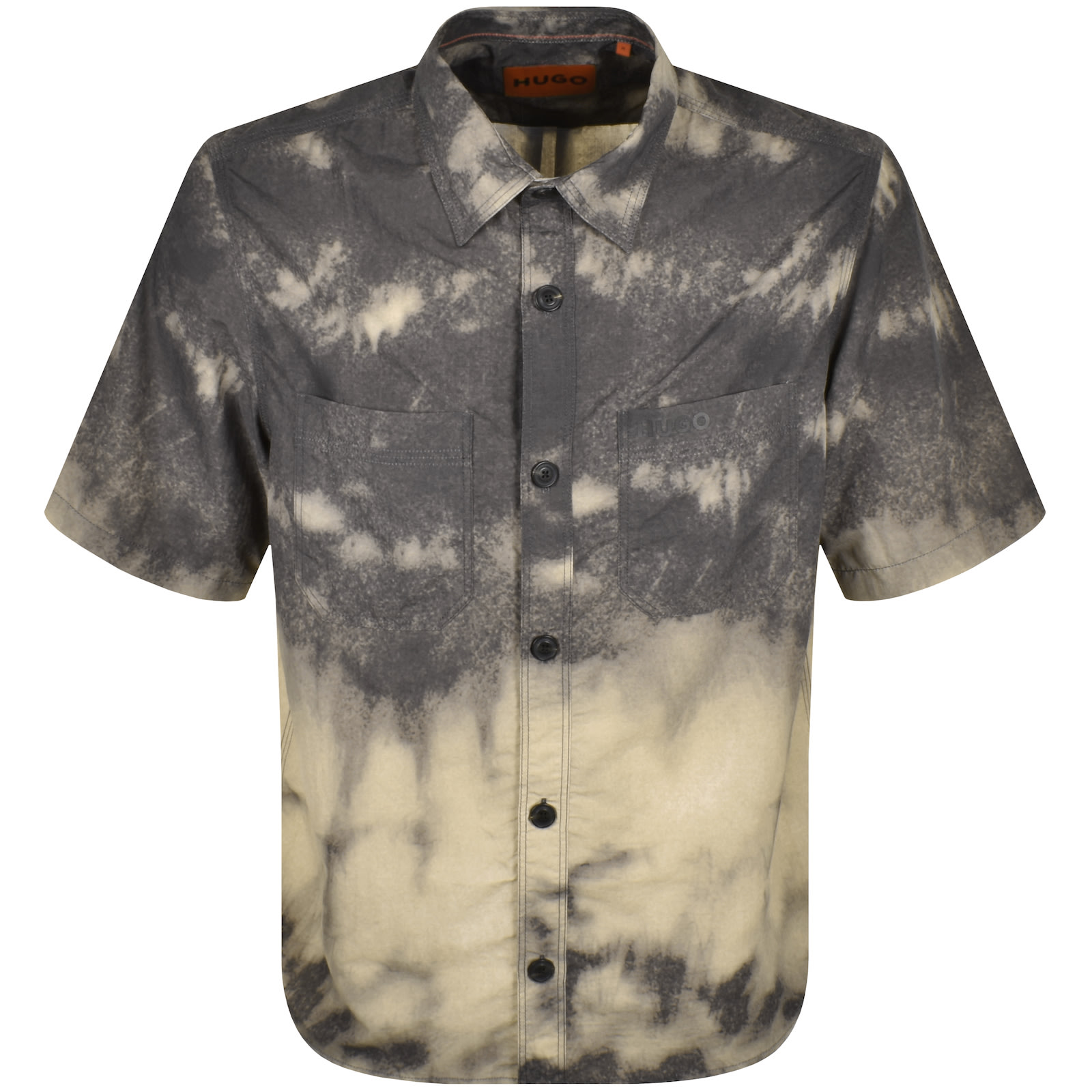 Hugo Boss Hugo Eratino Tie Dye Short Sleeve Nylon Button-up Shirt In Brown