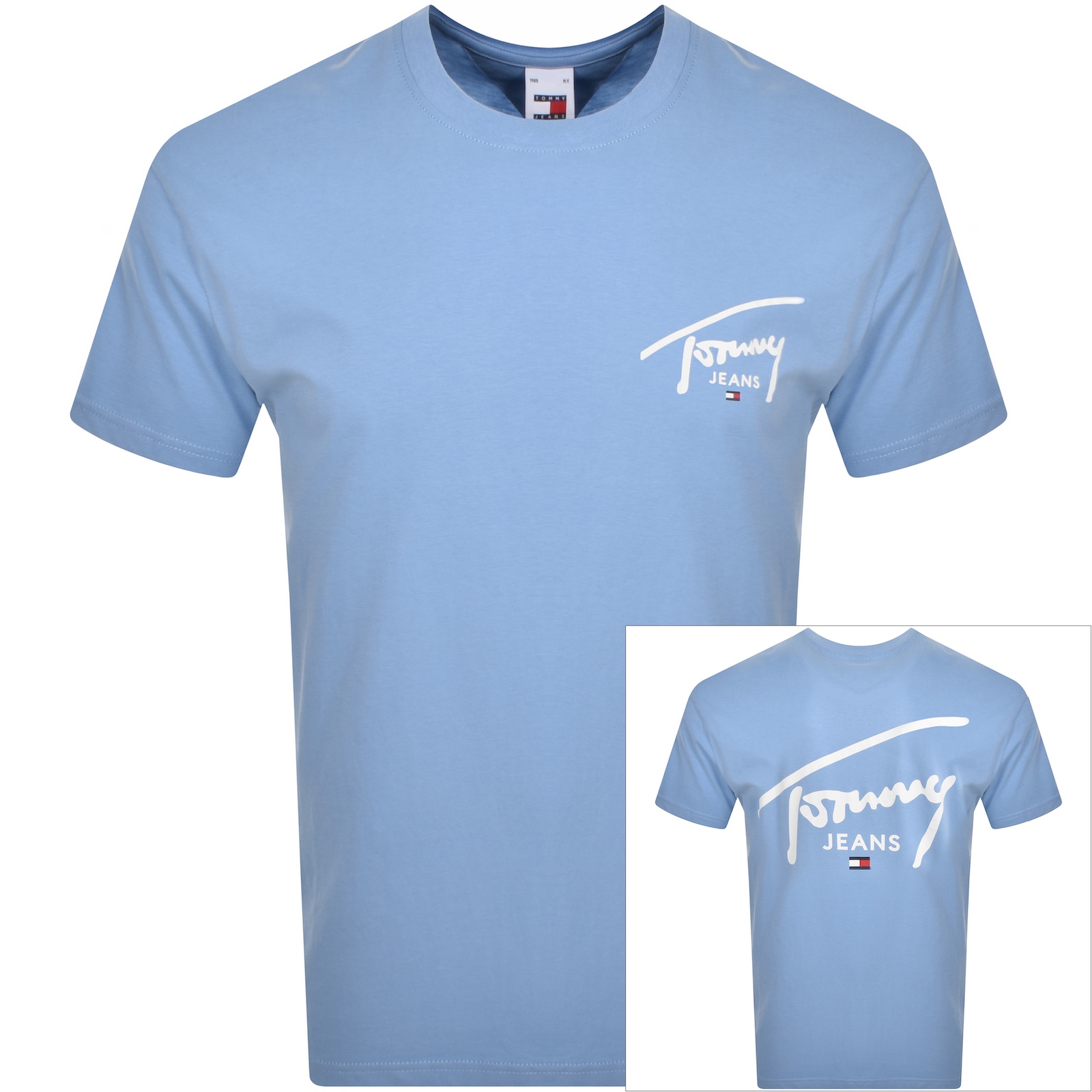 Shop Tommy Jeans Signature Print T Shirt Blue