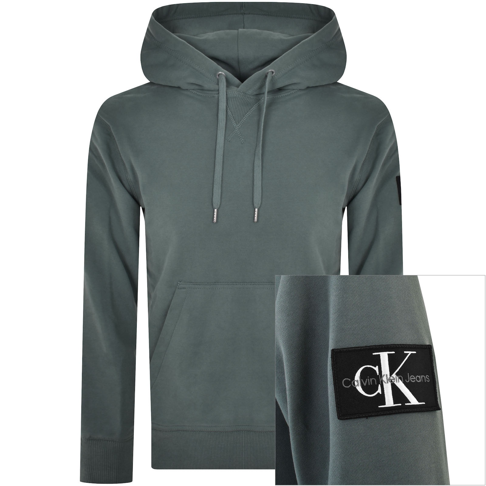 Shop Calvin Klein Jeans Logo Hoodie Grey