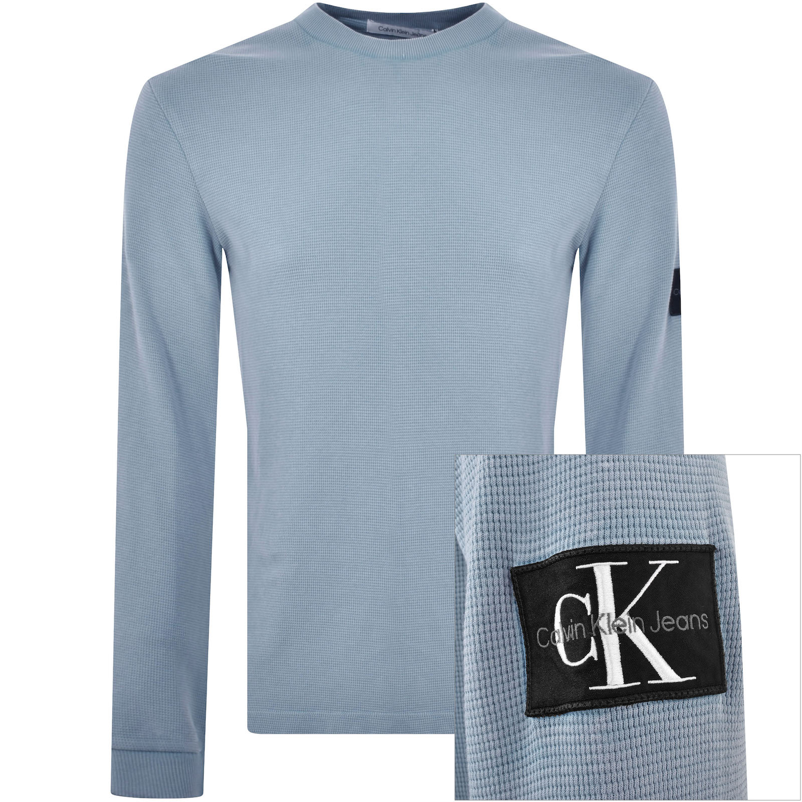 Shop Calvin Klein Jeans Long Sleeve Waffle T Shirt Blue