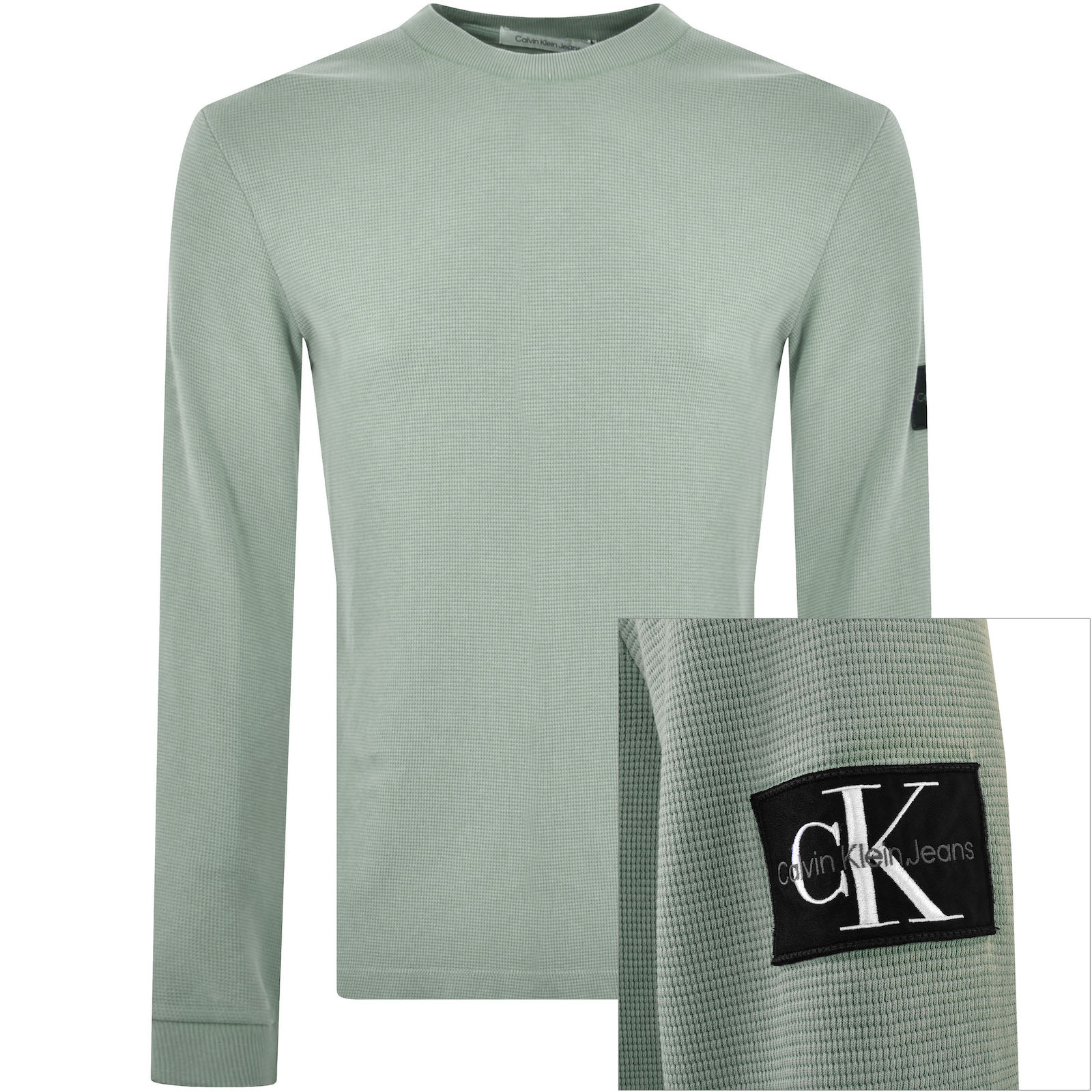 Shop Calvin Klein Jeans Long Sleeve Waffle T Shirt Grey