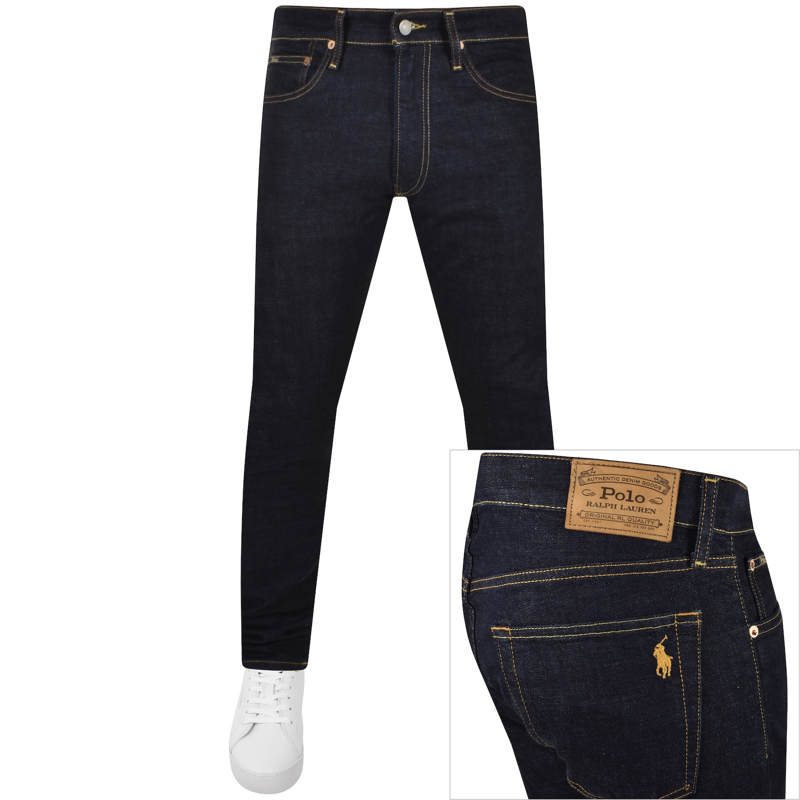 Shop Ralph Lauren Sullivan Slim Fit Jeans Dark Wash In Navy