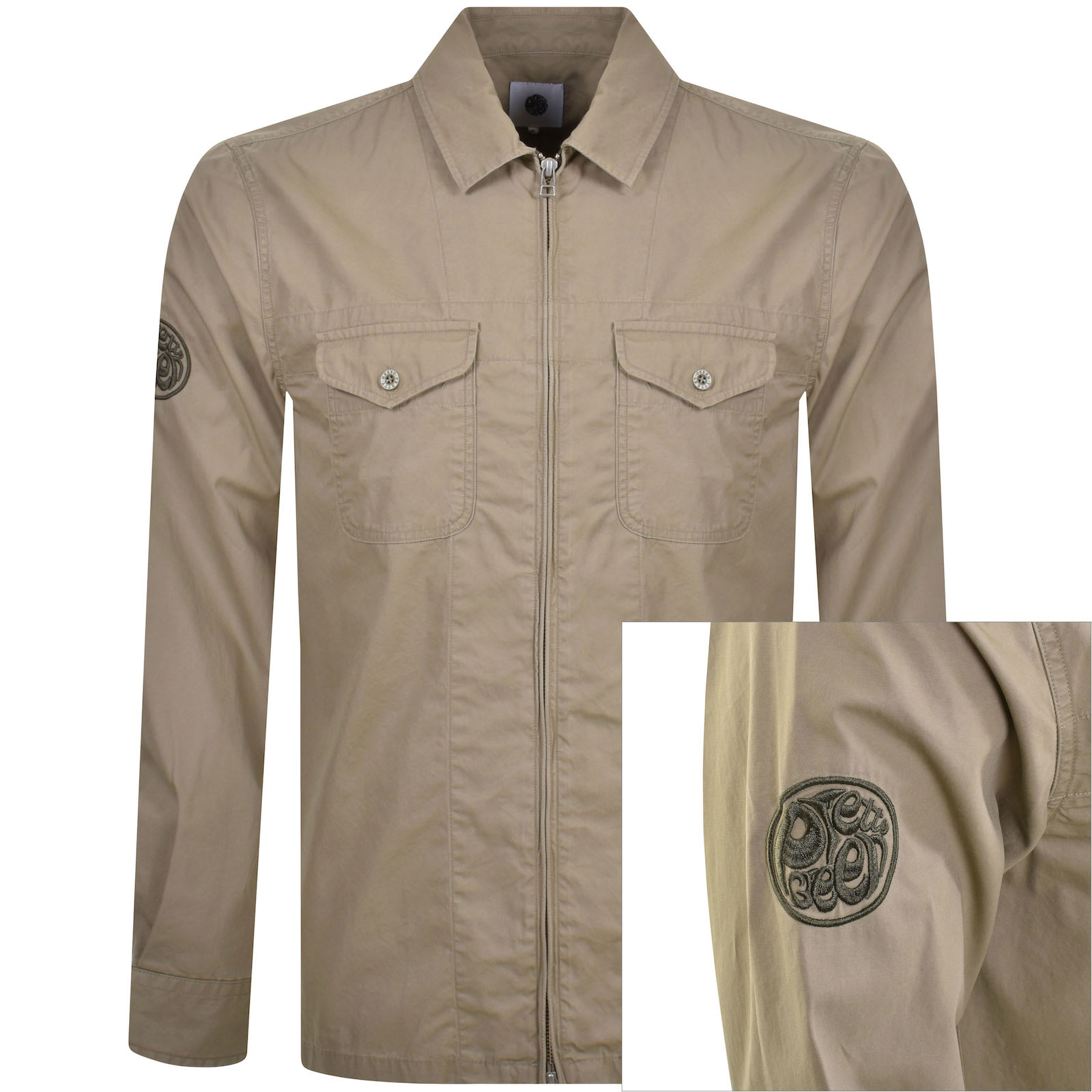 Shop Pretty Green Armstrong Overshirt Khaki