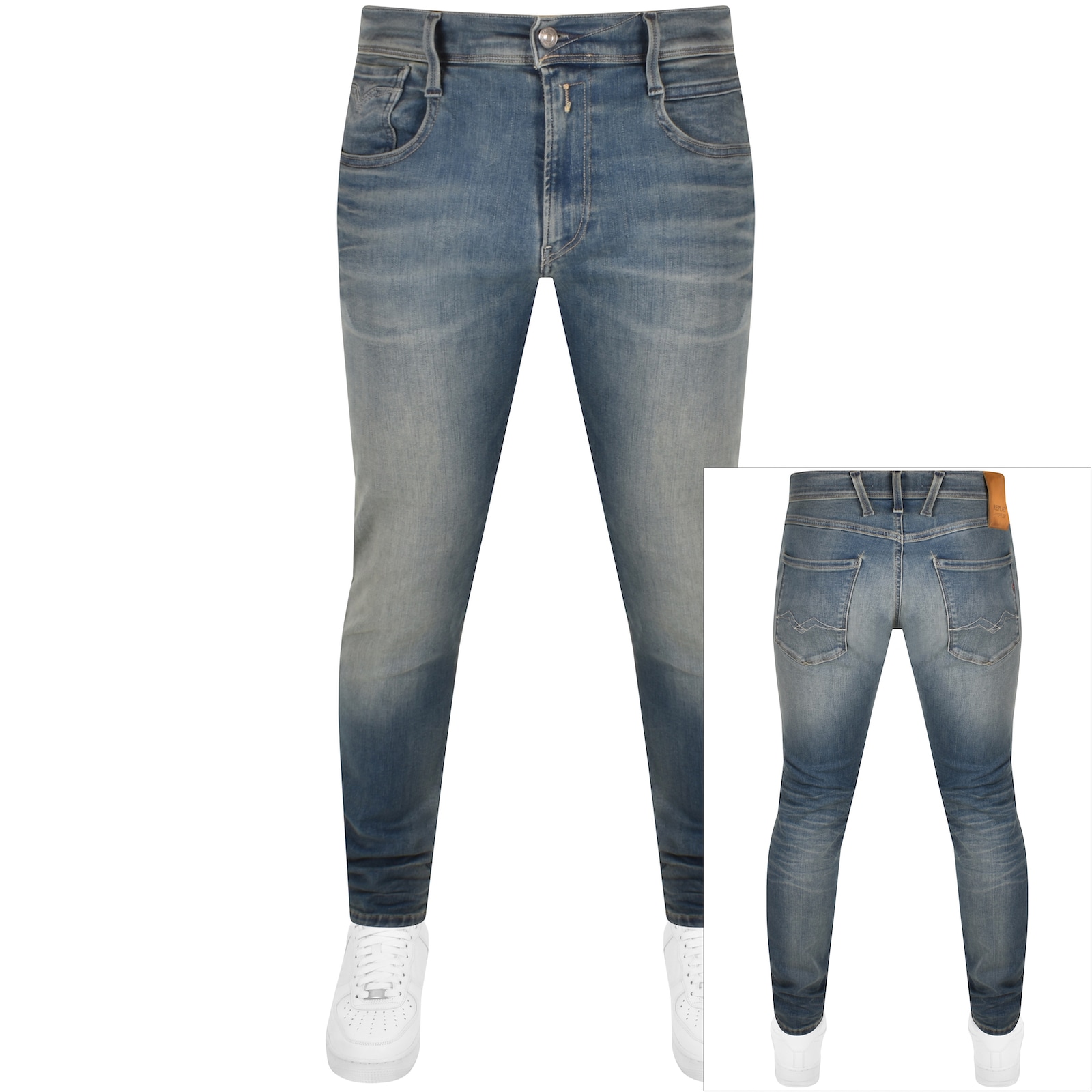 Shop Replay Anbass Slim Fit Jeans Light Wash Blue