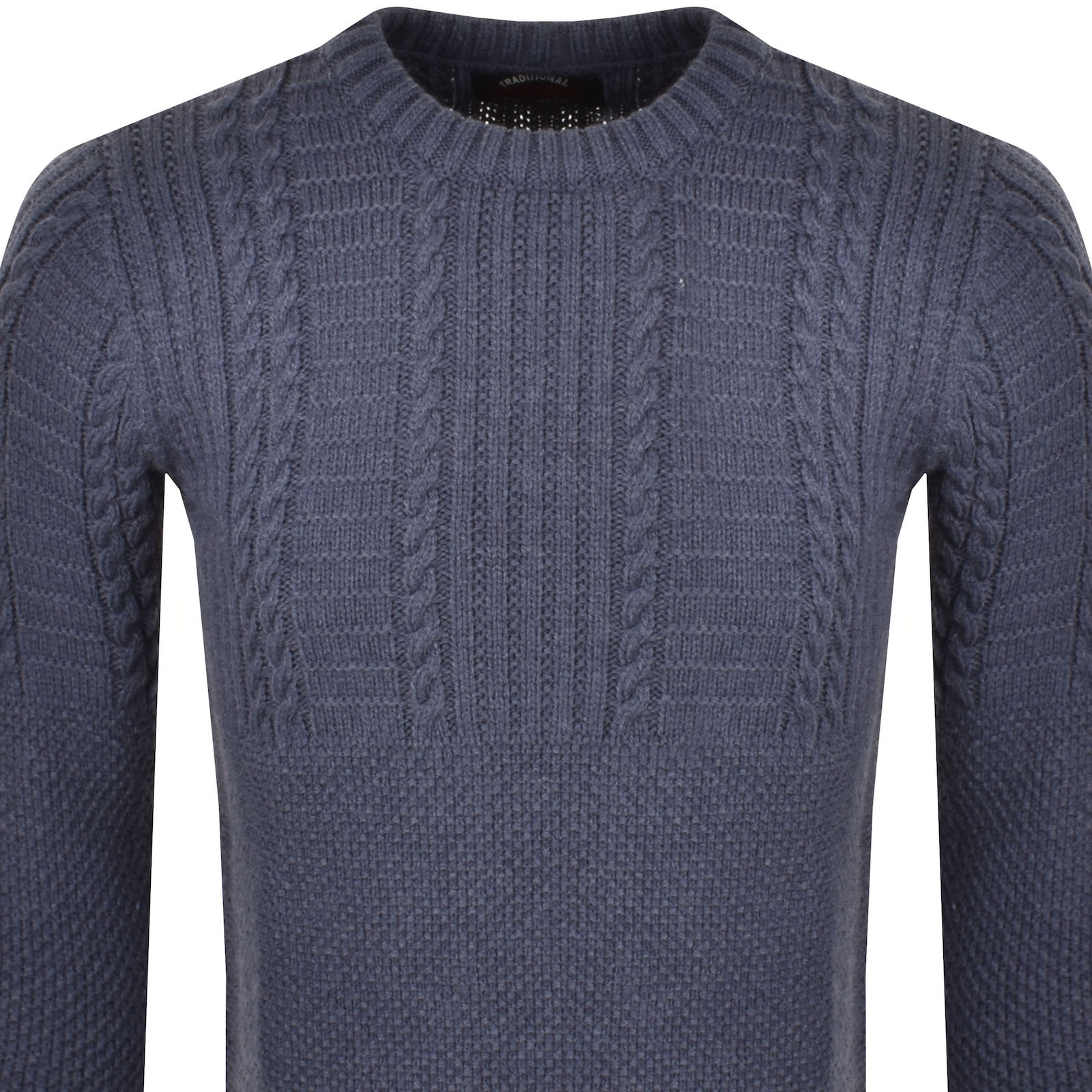 Shop Superdry Jacob Cable Knit Jumper Blue