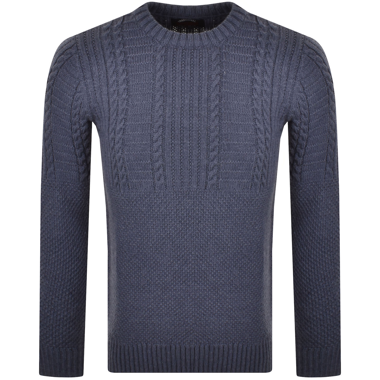 Shop Superdry Jacob Cable Knit Jumper Blue