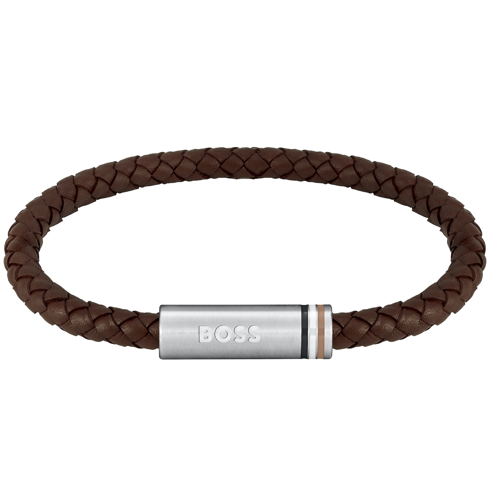 Shop Boss Business Boss Aresi Braided Leather Bracelet Brown