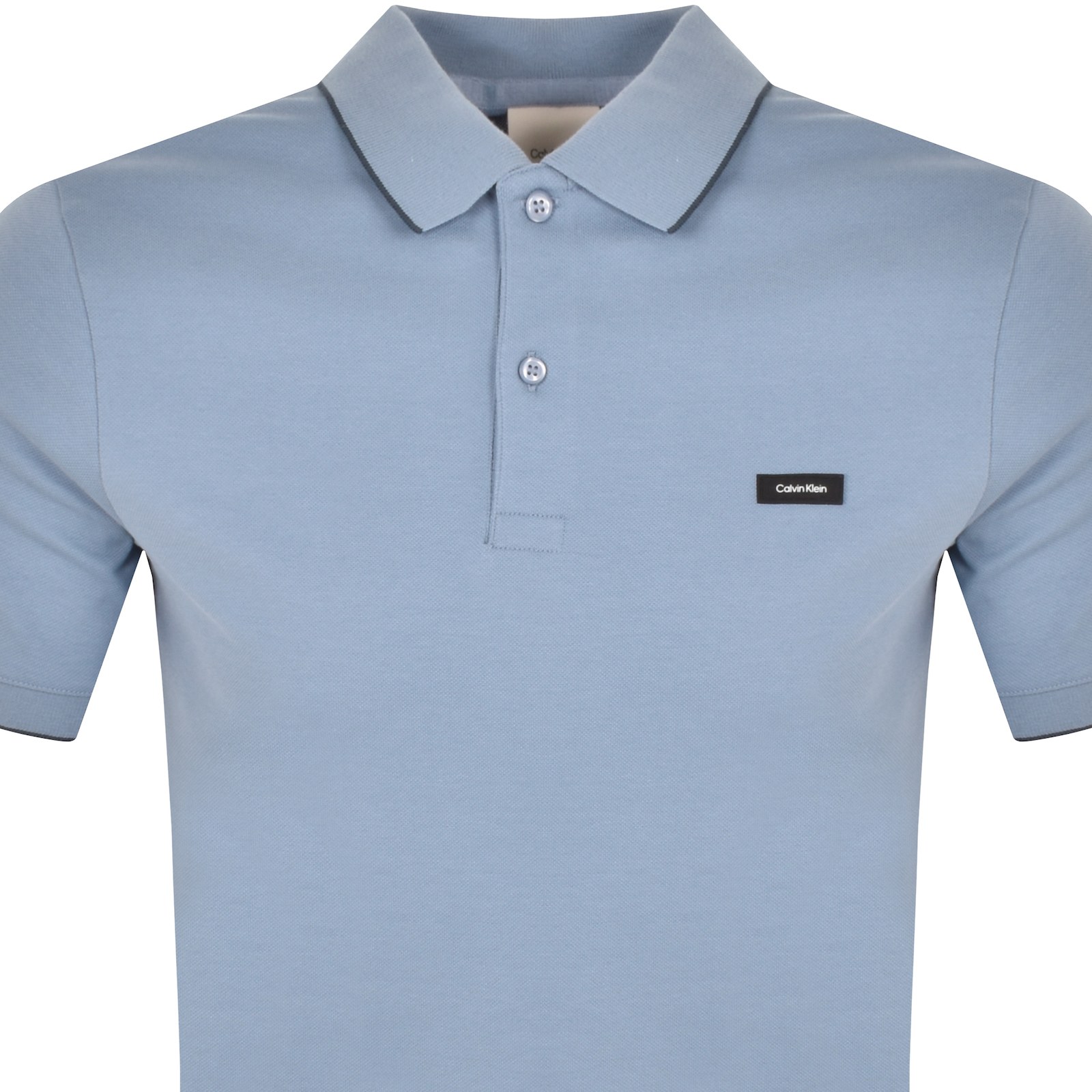 Shop Calvin Klein Pique Tipping Polo T Shirt Blue