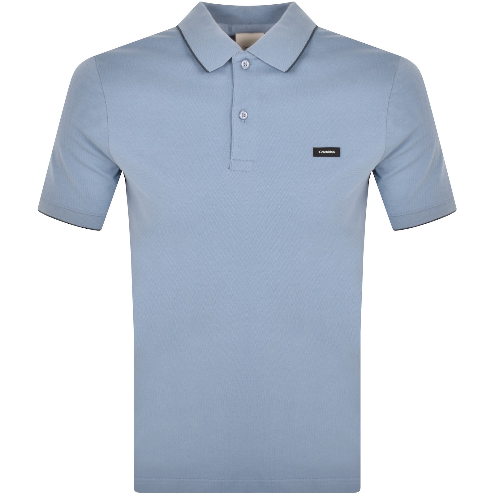 Shop Calvin Klein Pique Tipping Polo T Shirt Blue