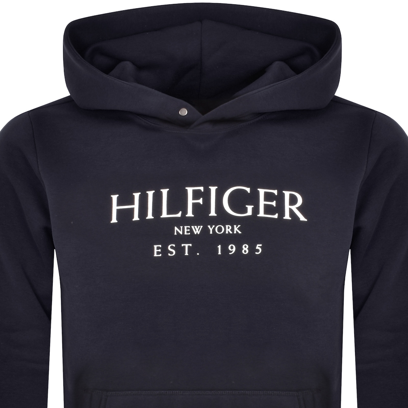 Shop Tommy Hilfiger Logo Pullover Hoodie Navy