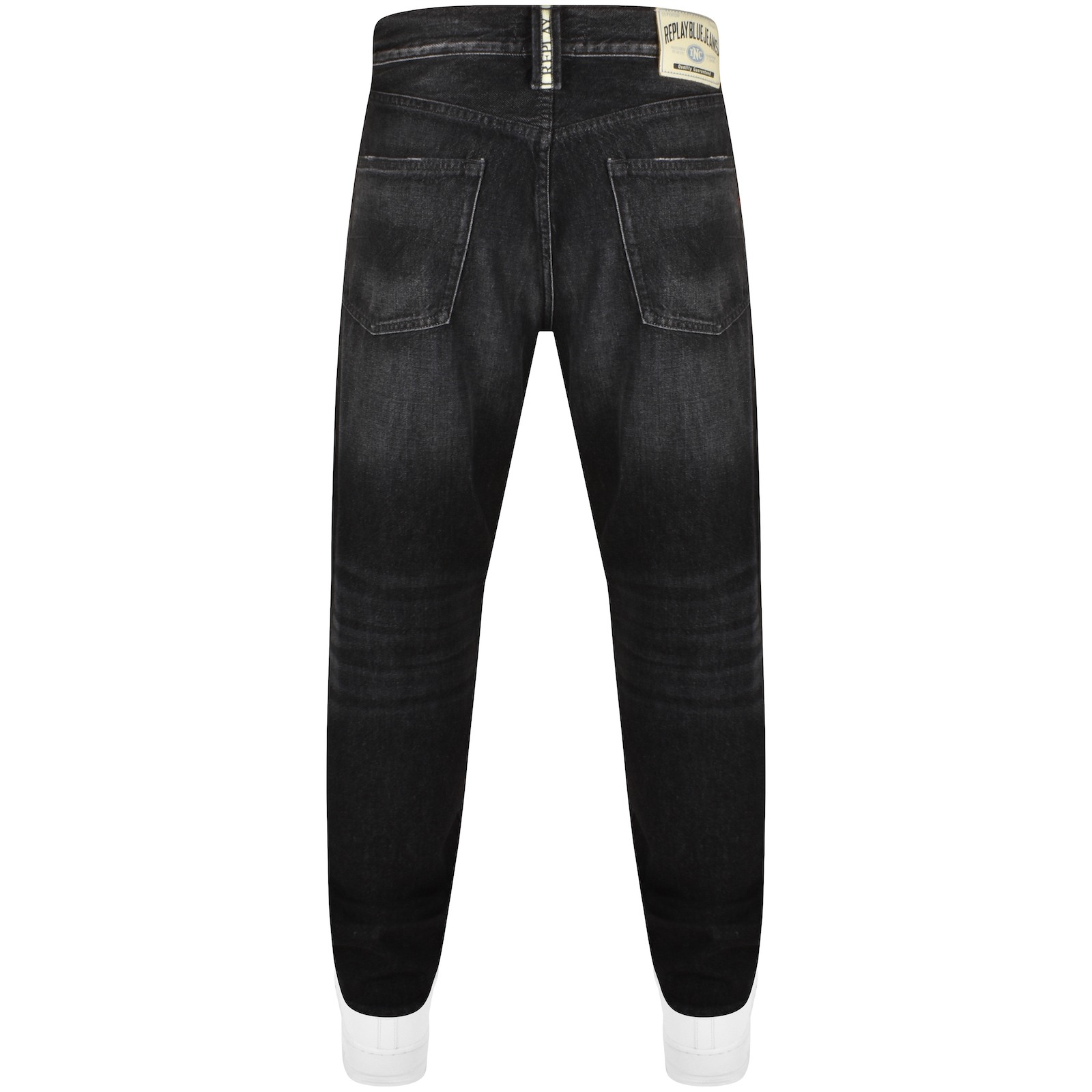 Shop Replay M9z1 Straight Jeans Dark Wash Black