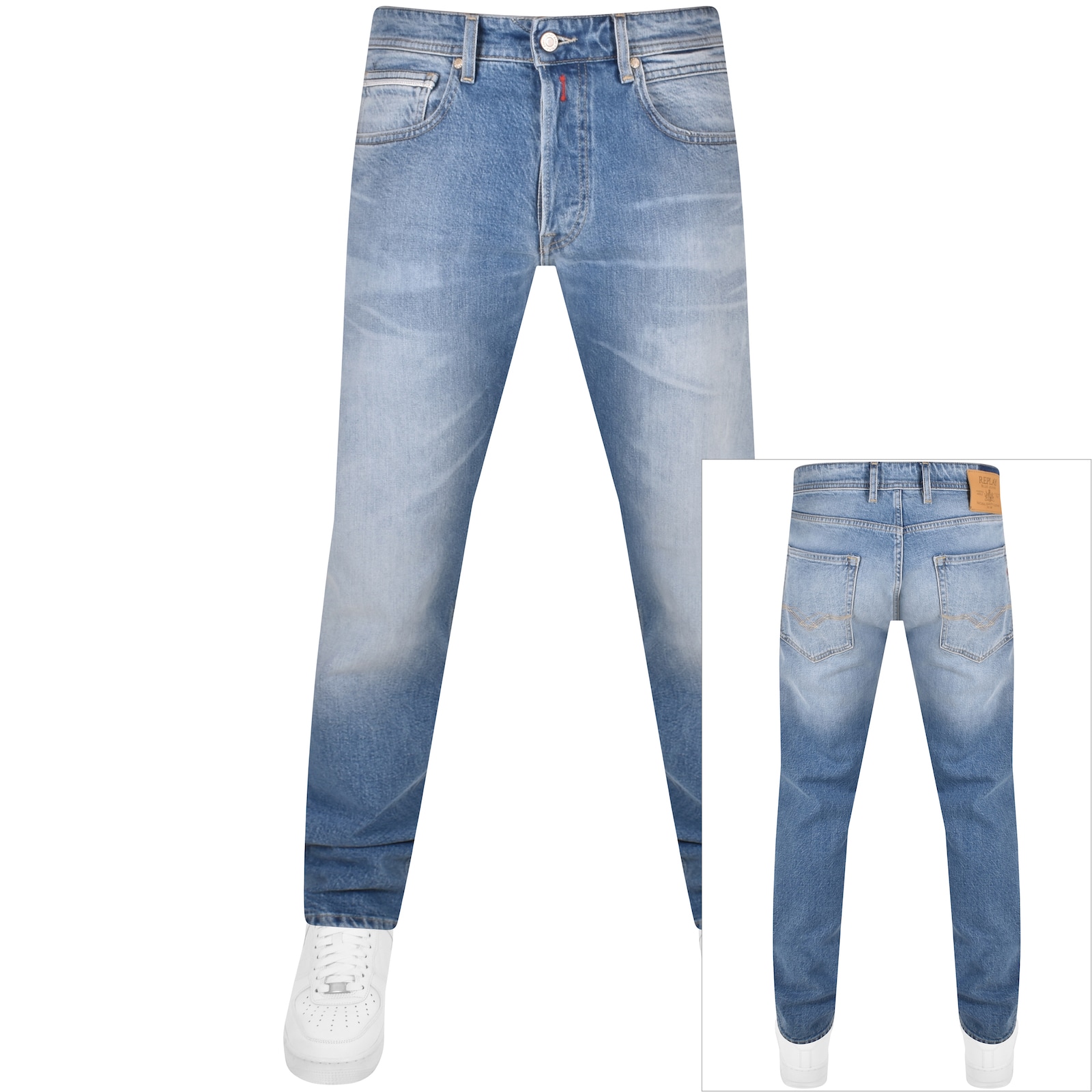 Shop Replay Grover Straight Jeans Light Wash Blue