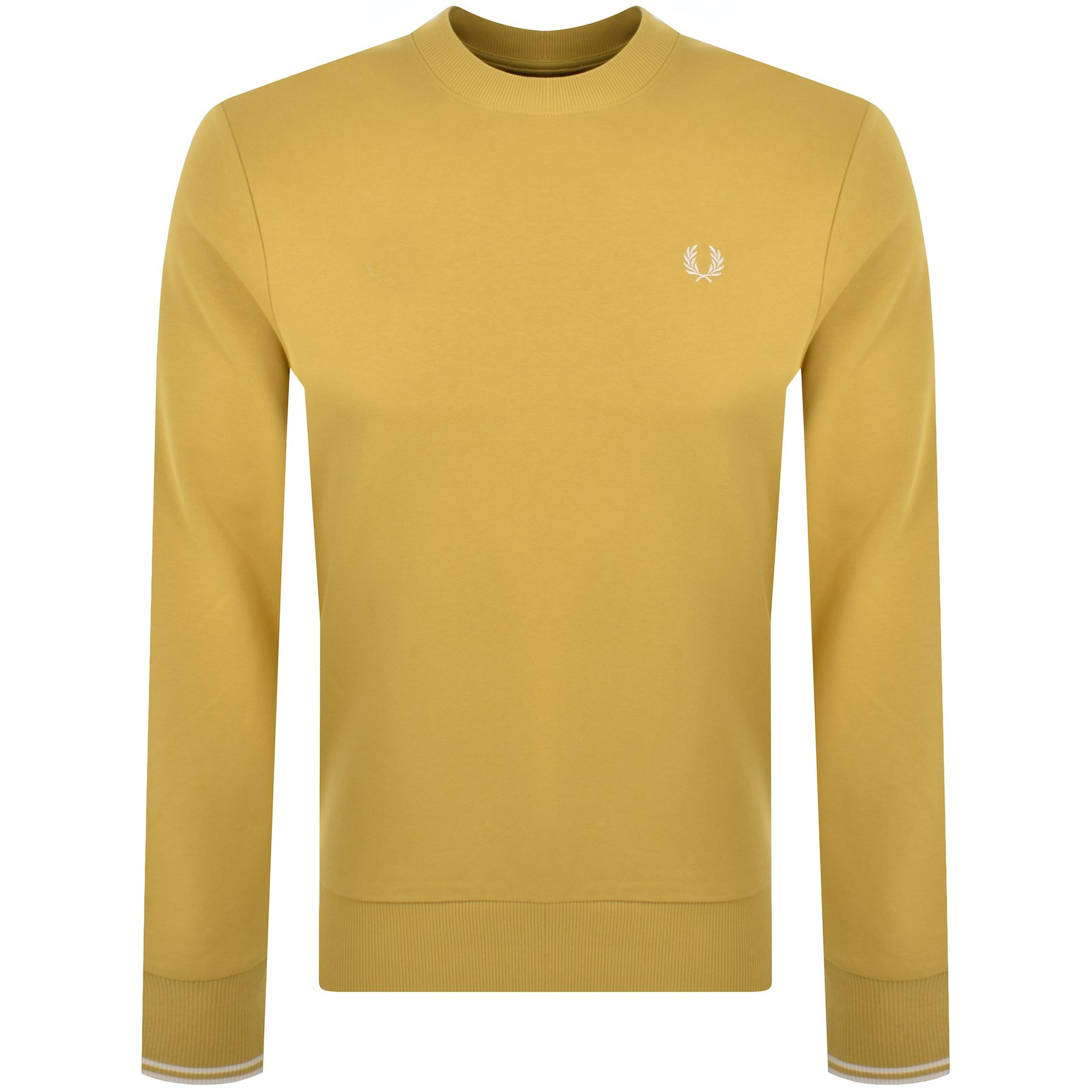 Shop Fred Perry Crew Neck Sweatshirt Yellow