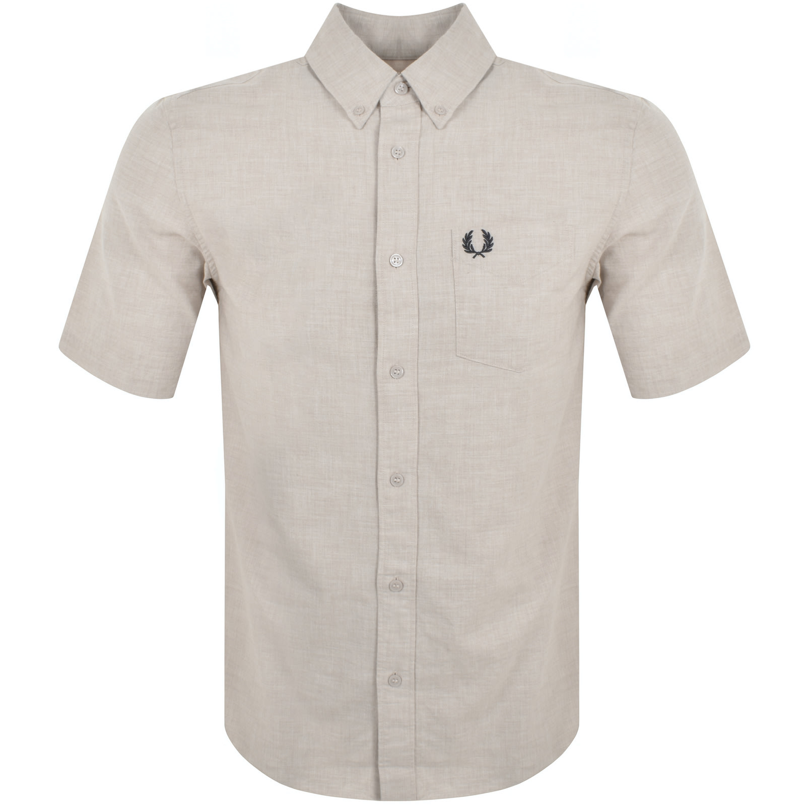 Shop Fred Perry Oxford Short Sleeve Shirt Beige