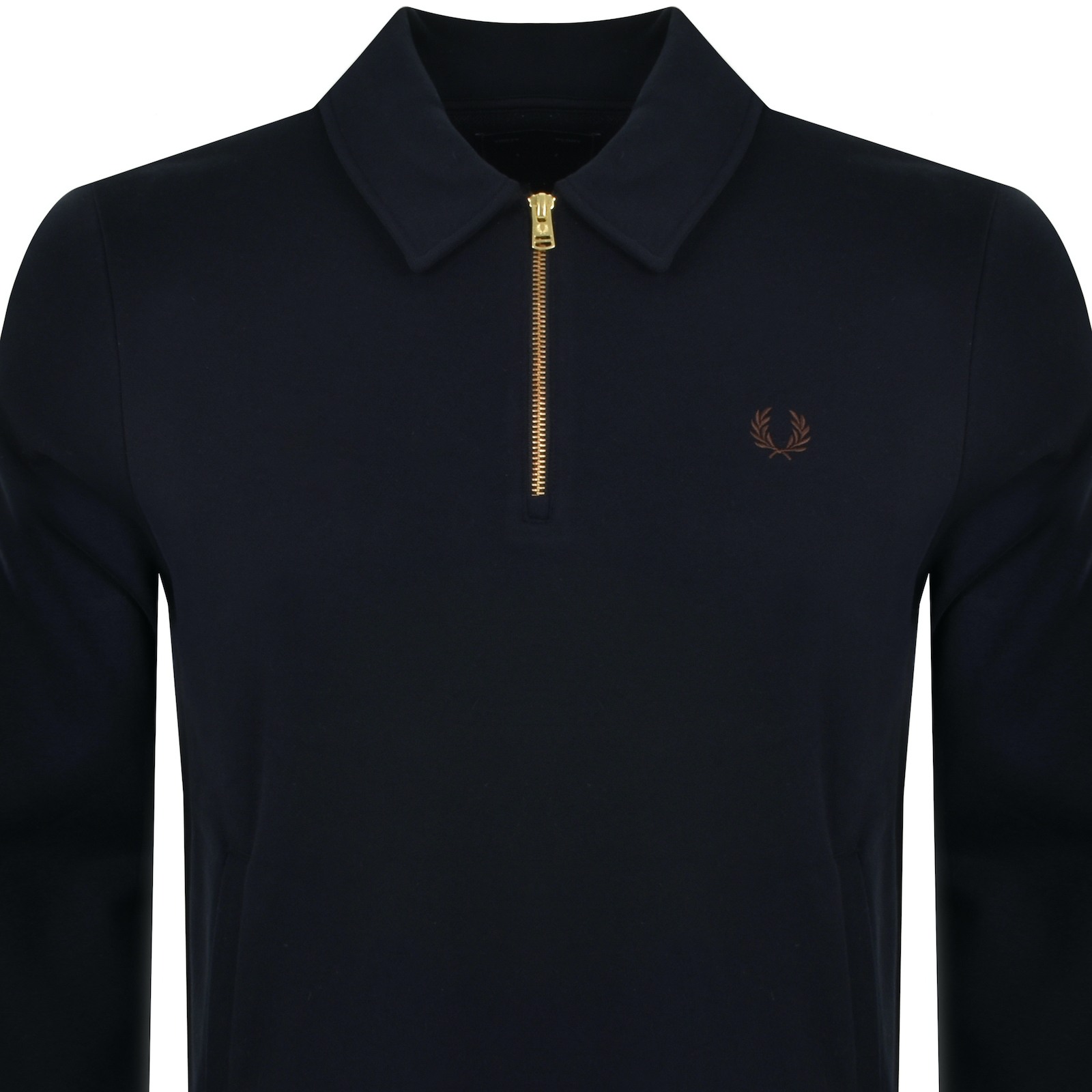 Shop Fred Perry Half Zip Smock Sweatshirt Navy