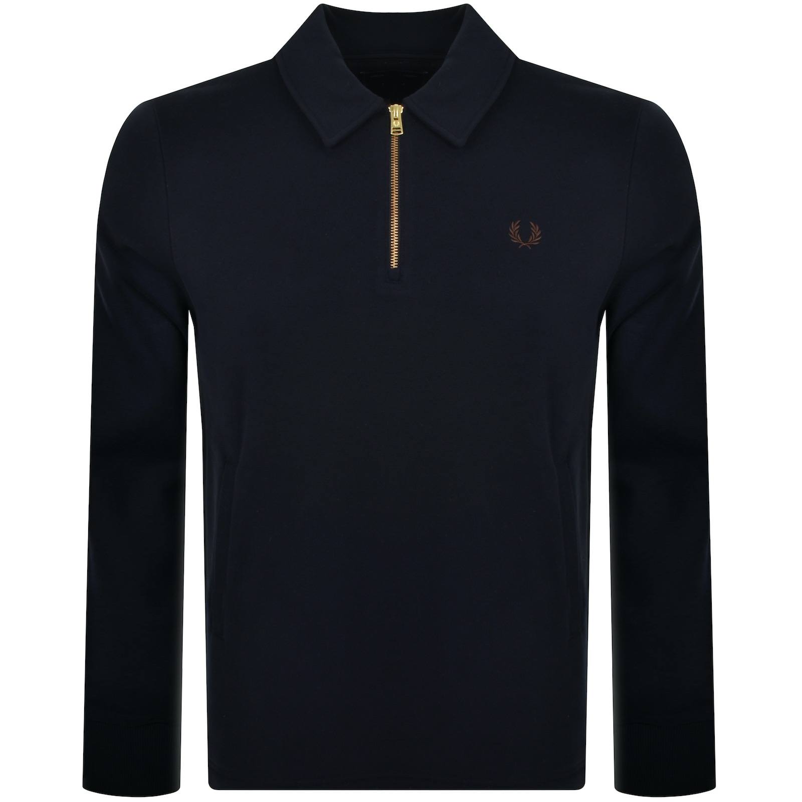 Shop Fred Perry Half Zip Smock Sweatshirt Navy