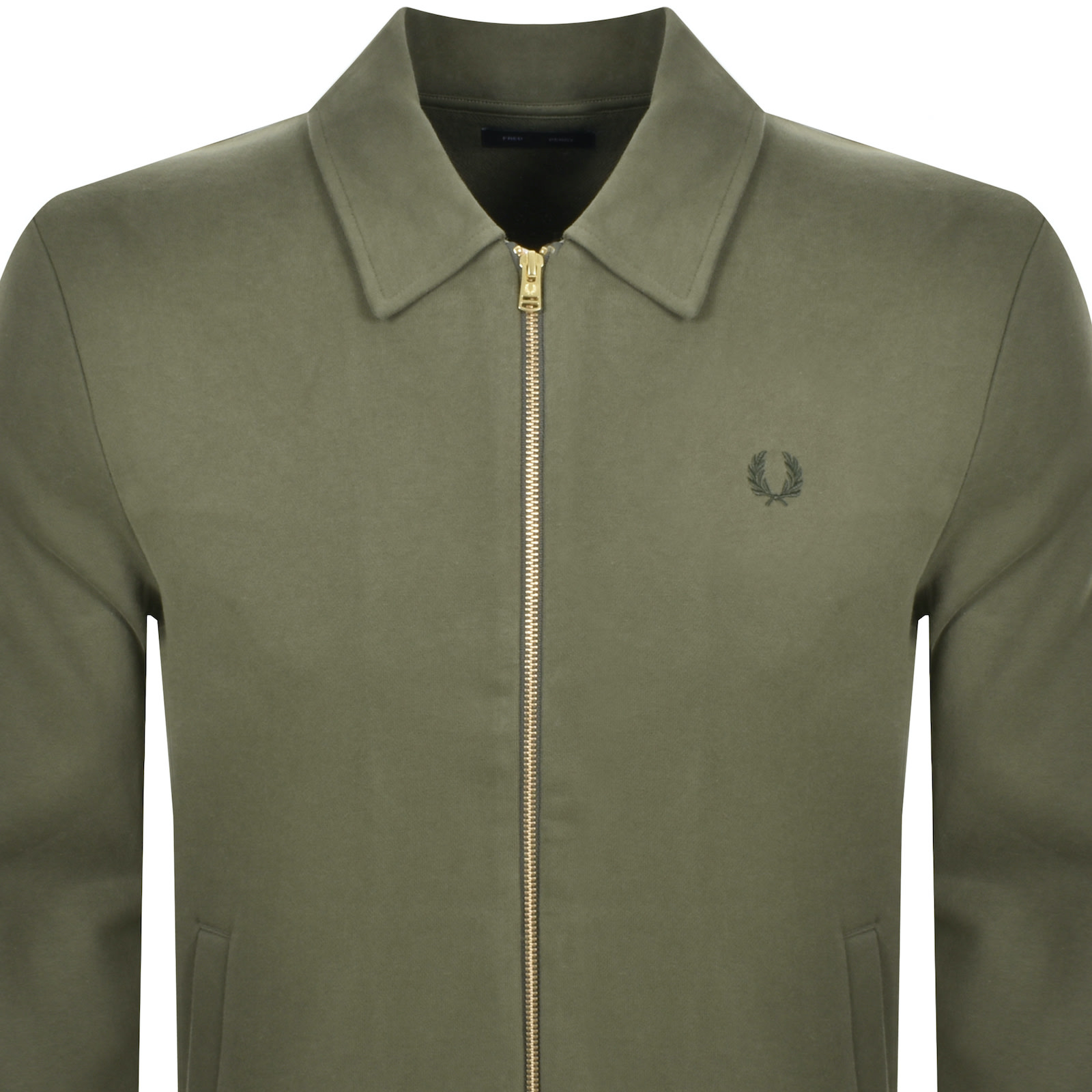 Shop Fred Perry Full Zip Sweatshirt Green