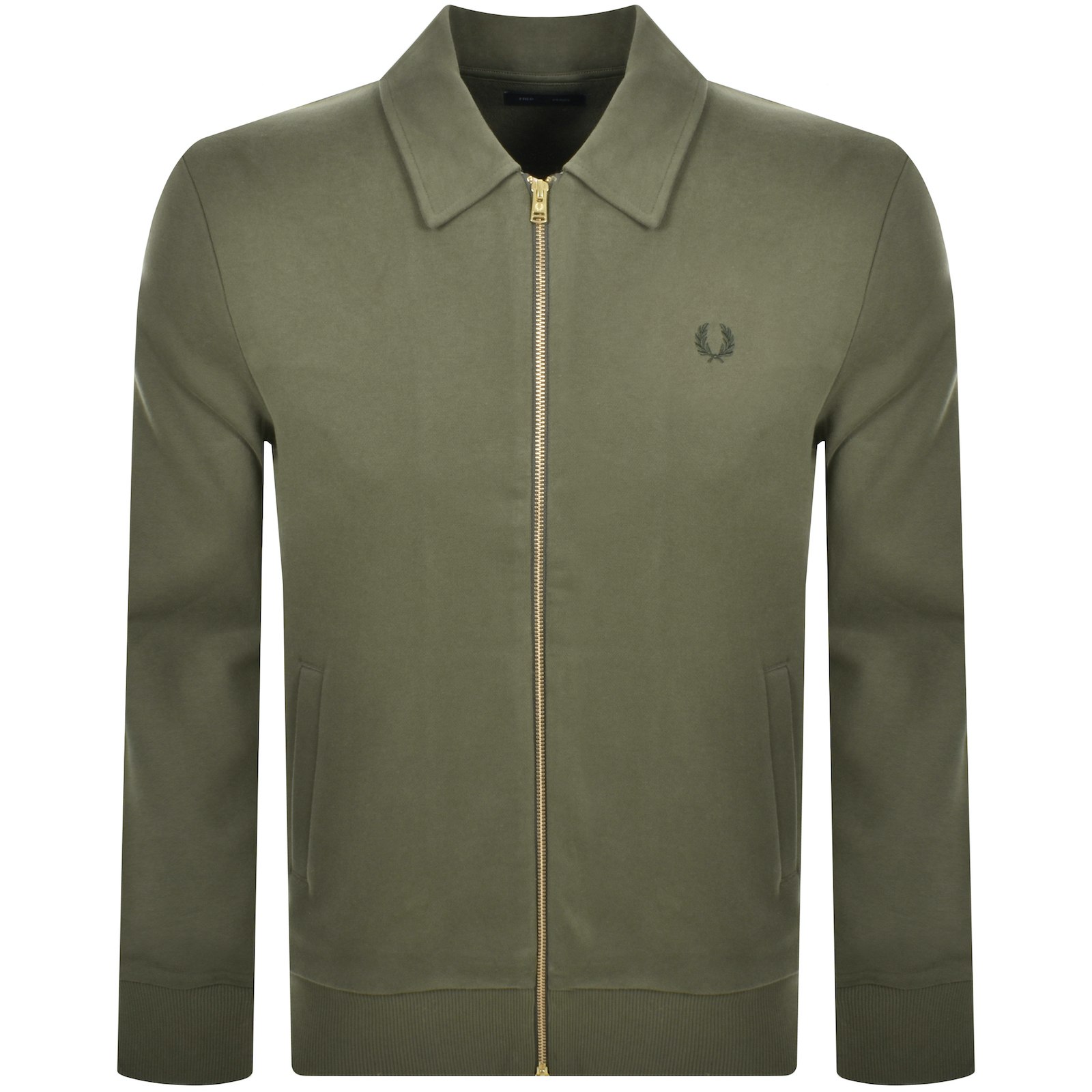 Shop Fred Perry Full Zip Sweatshirt Green