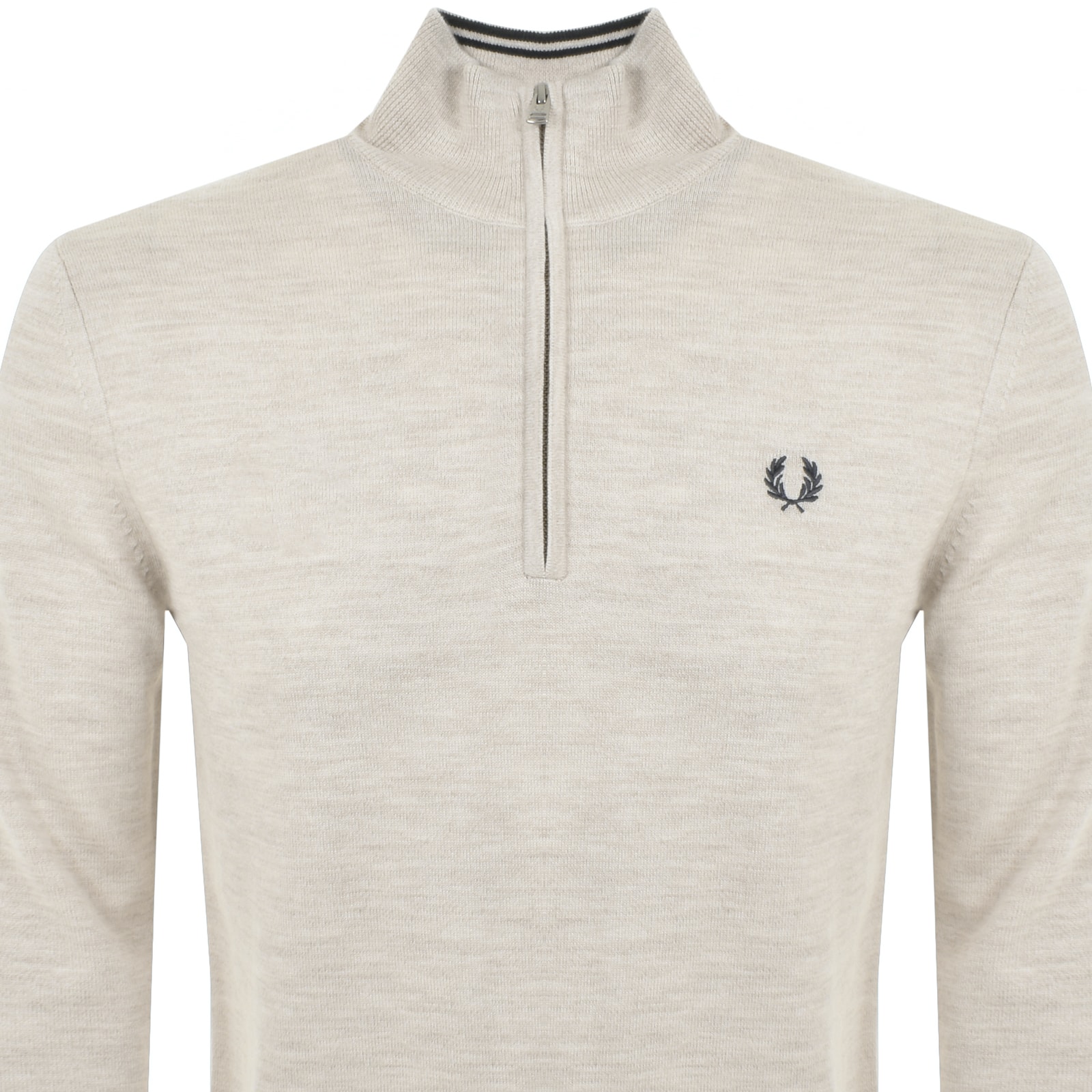 Shop Fred Perry Classic Half Zip Jumper Beige