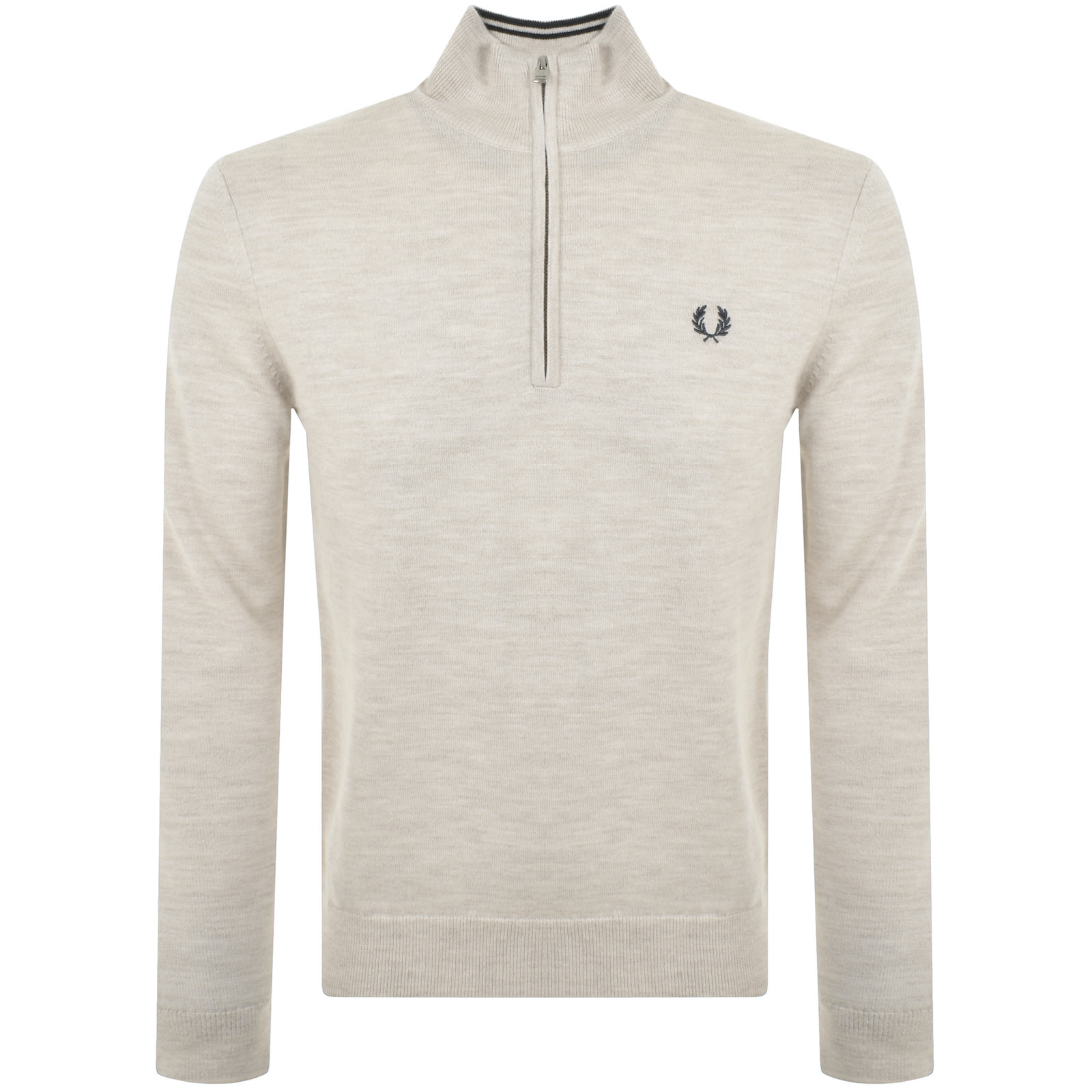 Shop Fred Perry Classic Half Zip Jumper Beige