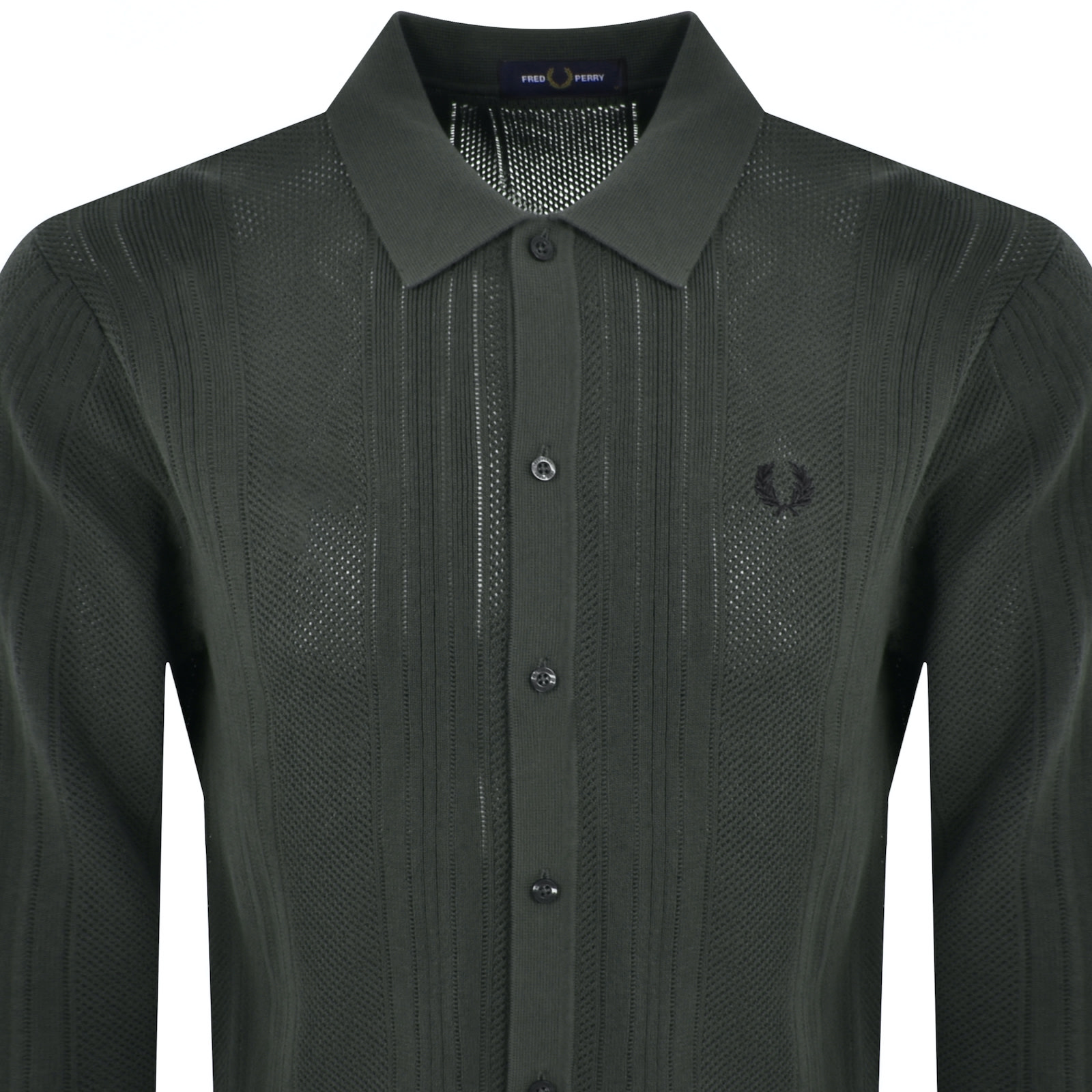 Shop Fred Perry Long Sleeved Knit Shirt Green