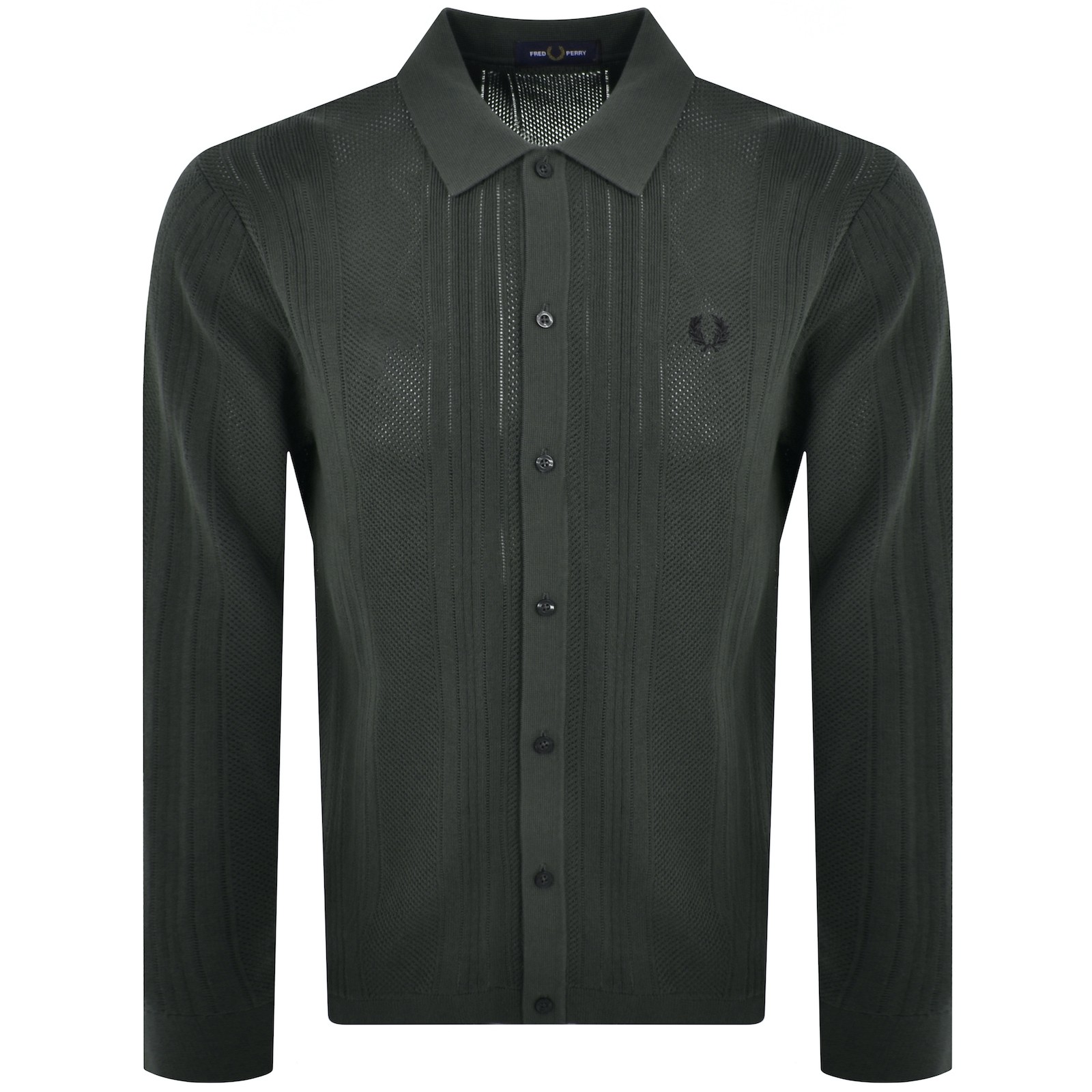 Shop Fred Perry Long Sleeved Knit Shirt Green