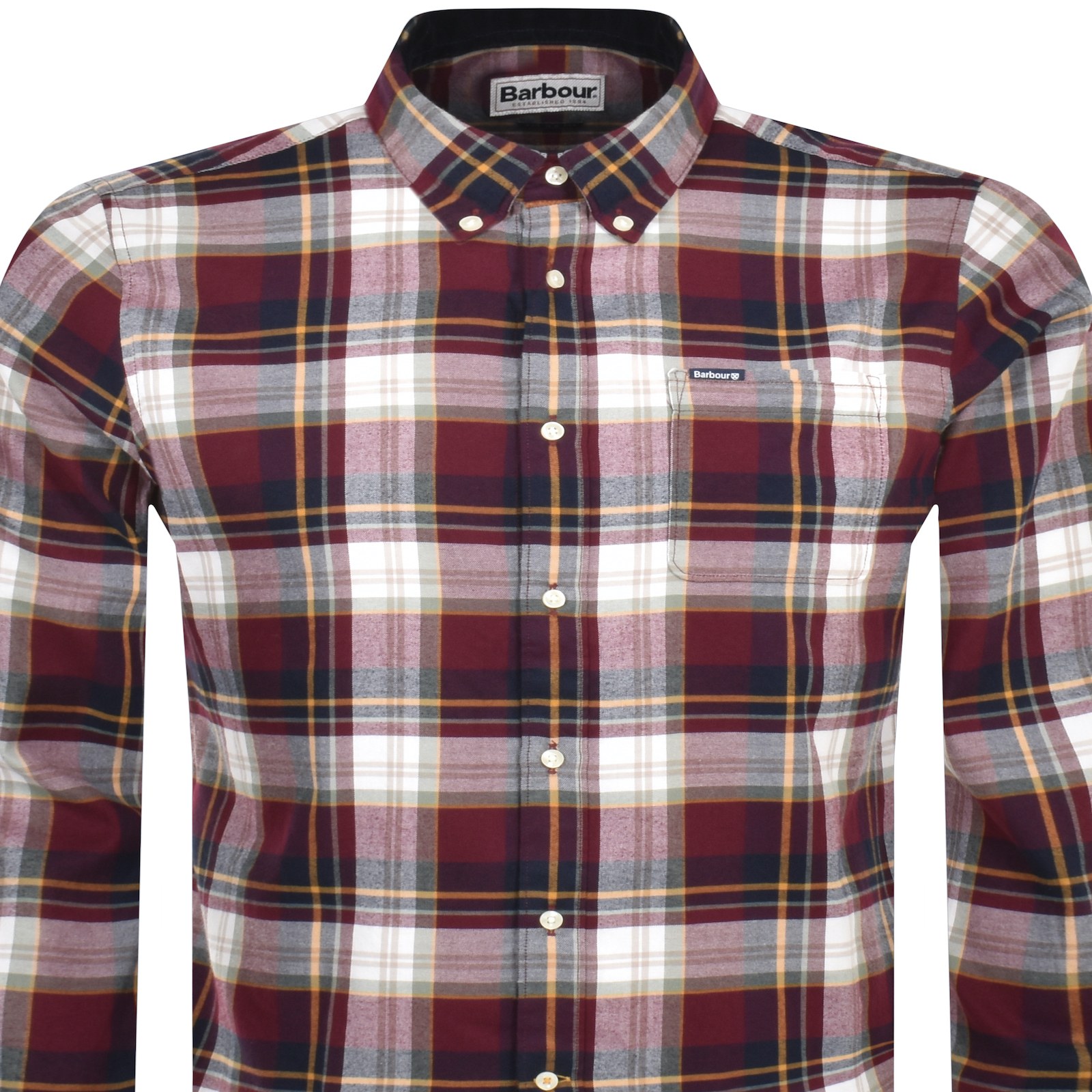 Shop Barbour Crossfell Tailored Check Shirt Burgundy