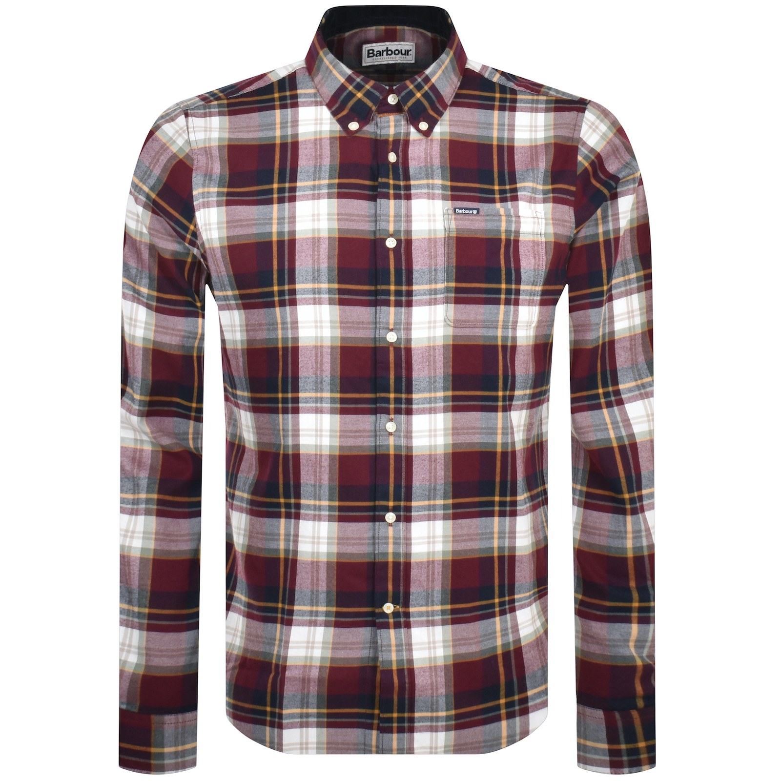 Shop Barbour Crossfell Tailored Check Shirt Burgundy