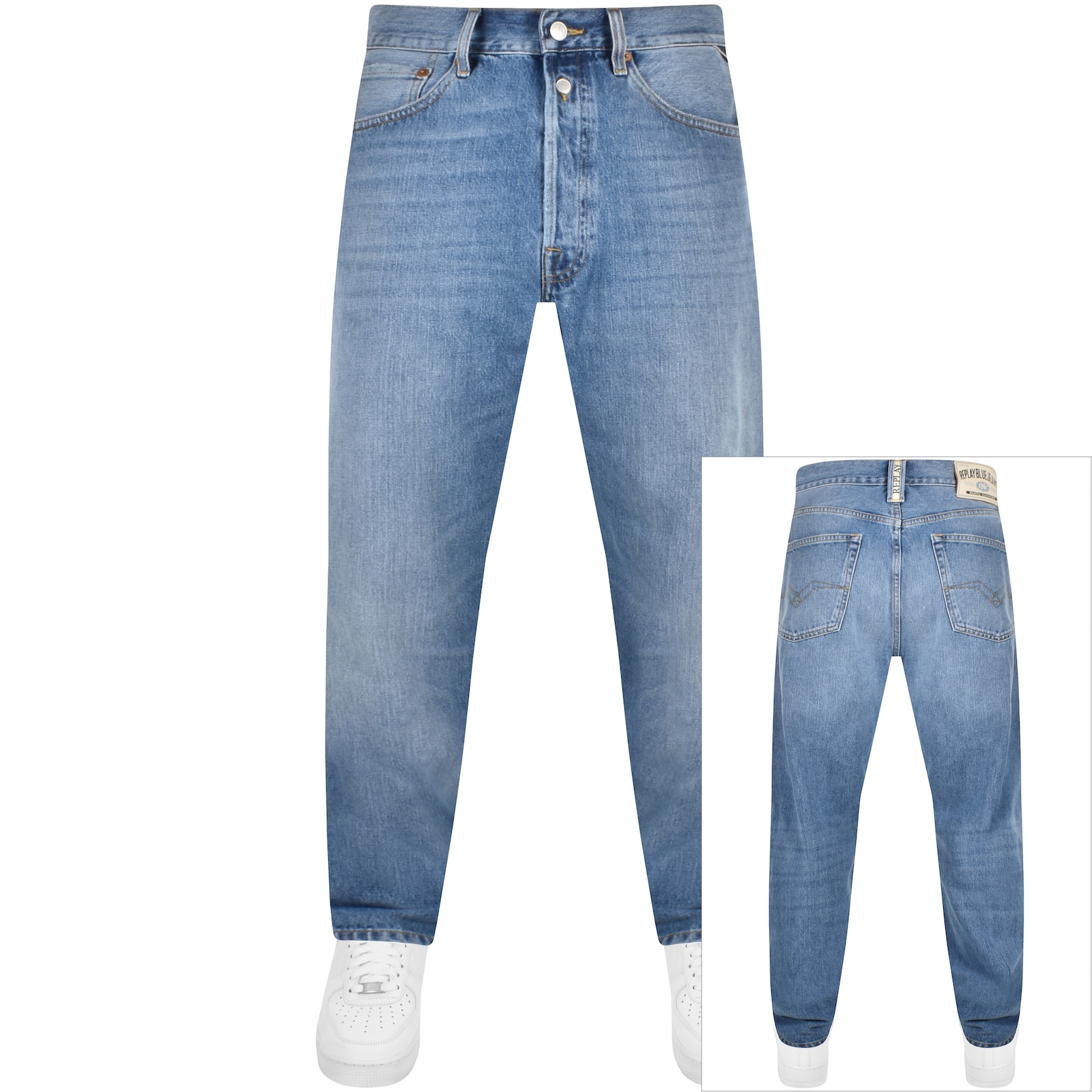 Shop Replay M9z1 Straight Jeans Blue