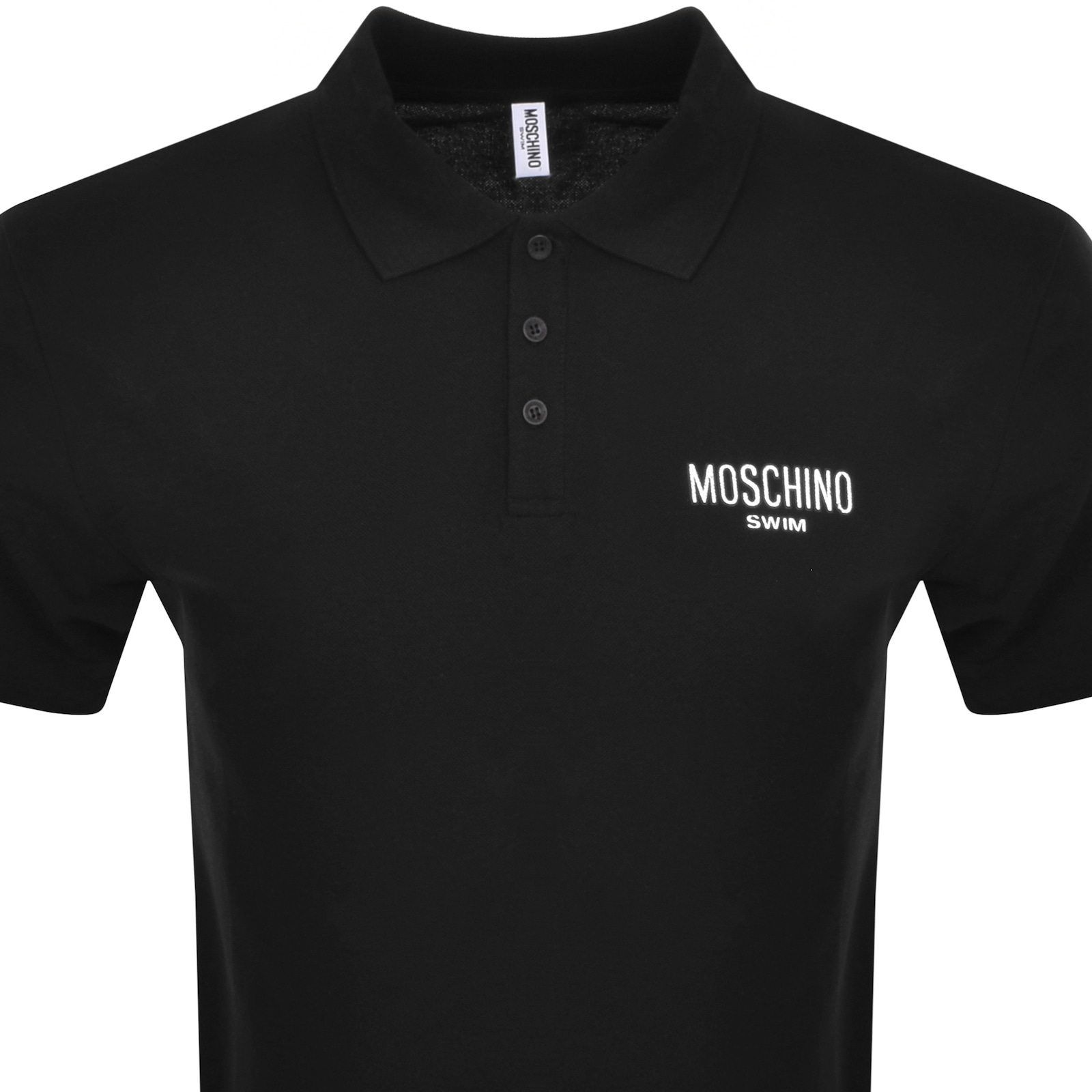 Shop Moschino Short Sleeved Polo T Shirt Black