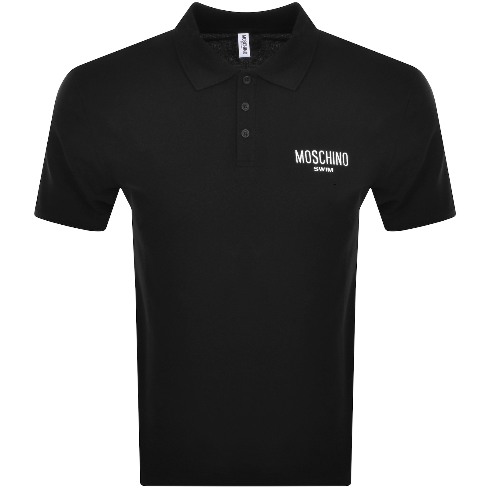 Shop Moschino Short Sleeved Polo T Shirt Black