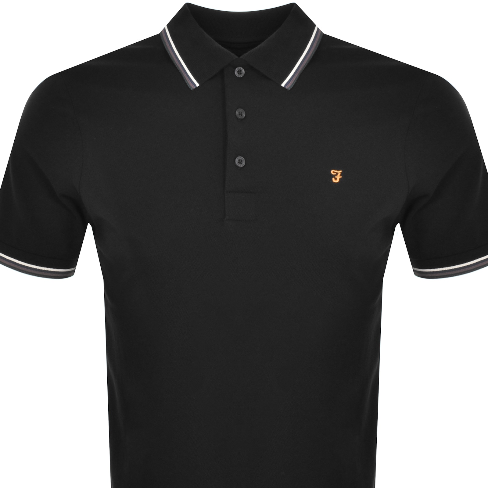 Shop Farah Vintage Alvin Tipped Polo T Shirt Black