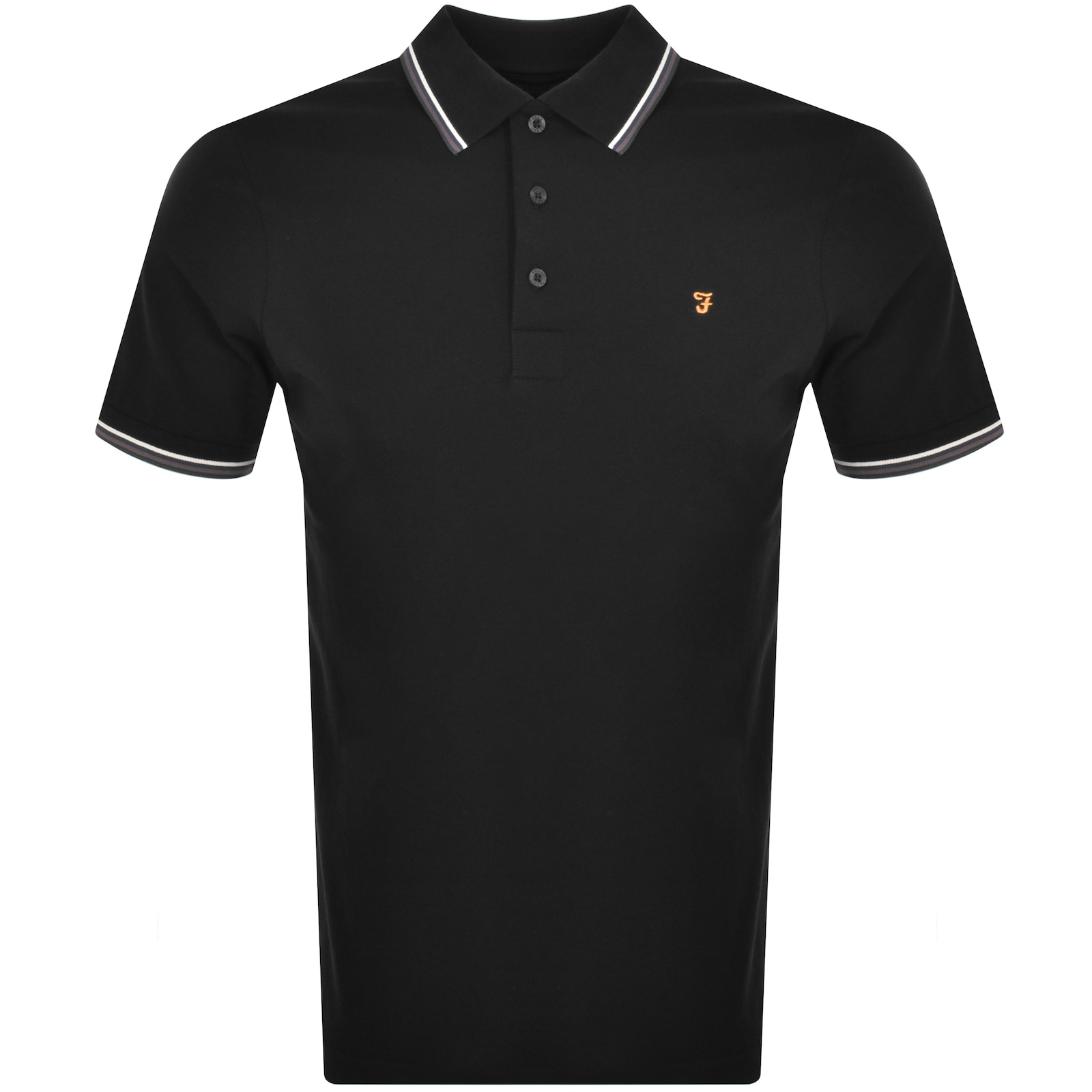 Shop Farah Vintage Alvin Tipped Polo T Shirt Black