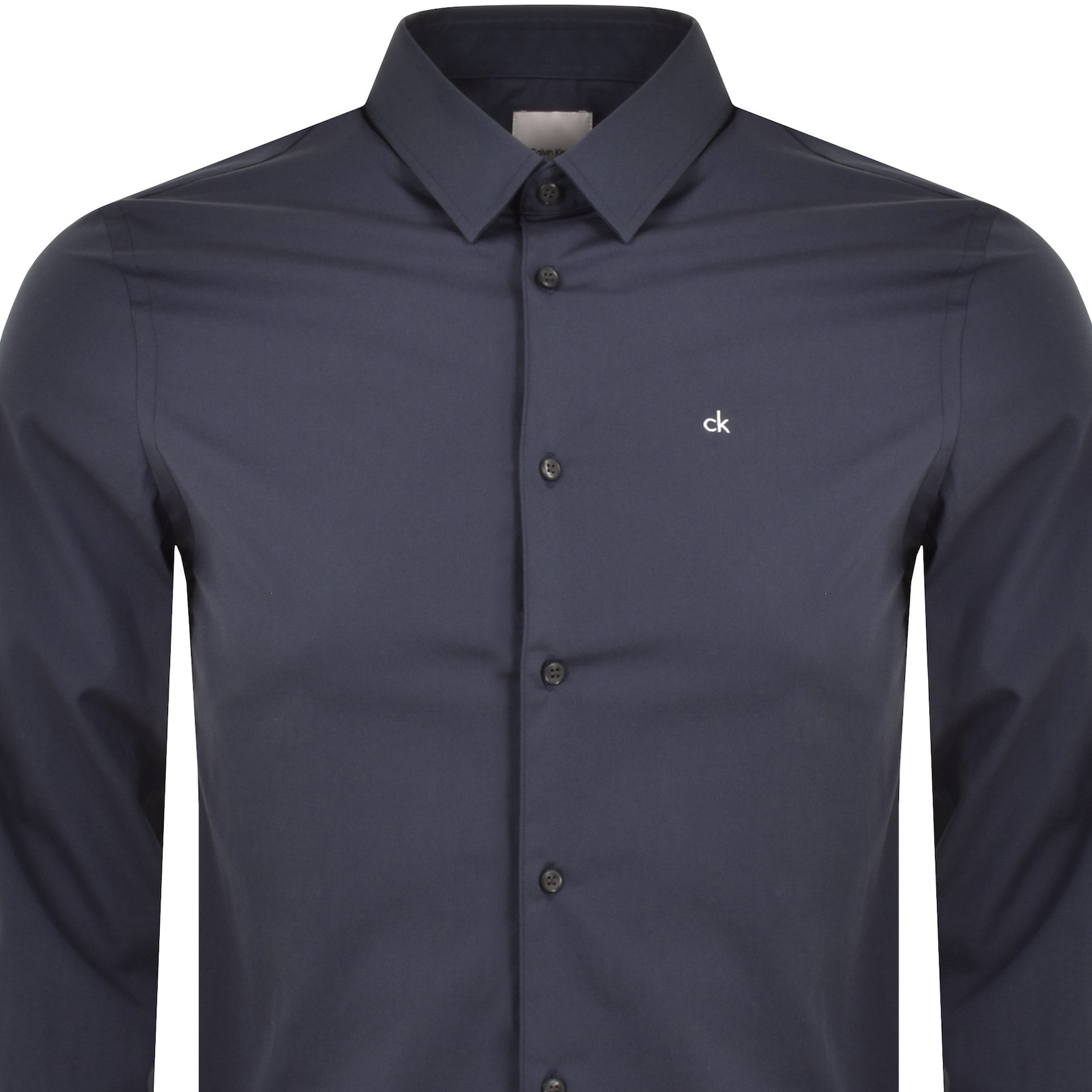 Shop Calvin Klein Poplin Stretch Slim Fit Shirt Blue