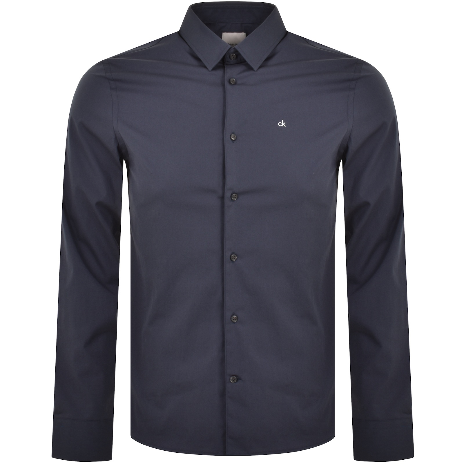 Shop Calvin Klein Poplin Stretch Slim Fit Shirt Blue