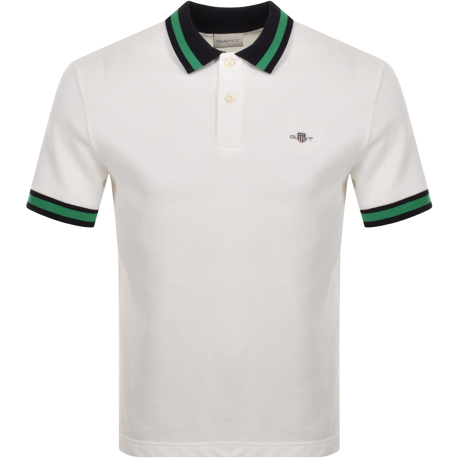 Shop Gant Textured Popcorn Polo T Shirt White