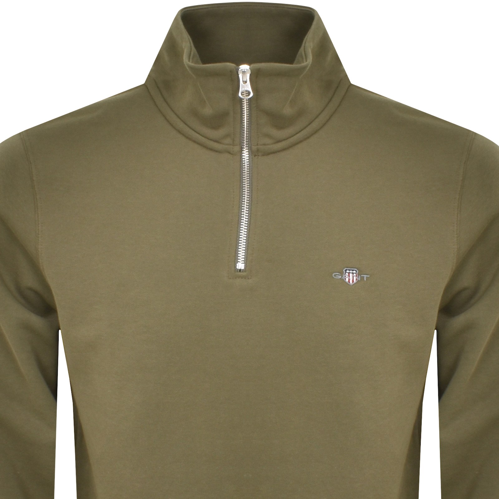 Shop Gant Shield Logo Half Zip Sweatshirt Green