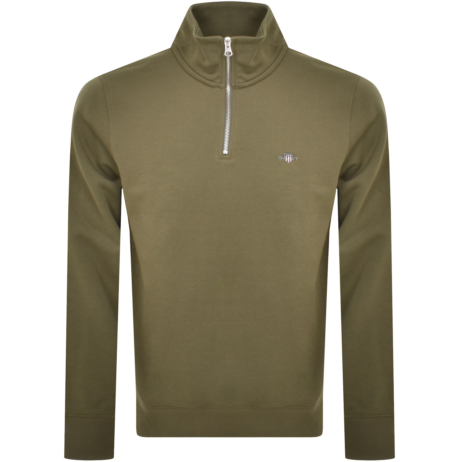 Shop Gant Shield Logo Half Zip Sweatshirt Green