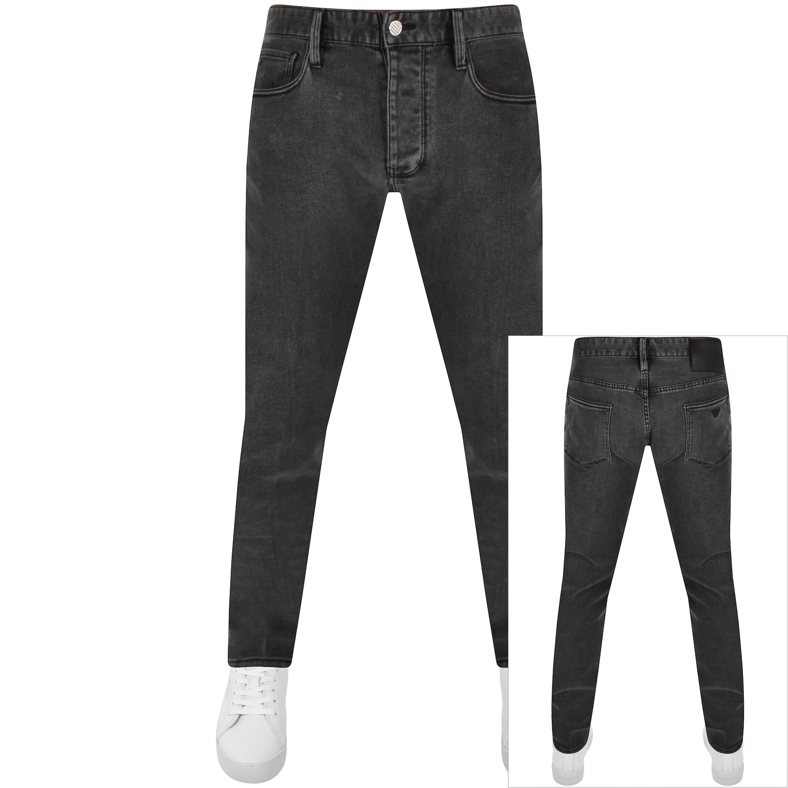 Shop Armani Collezioni Emporio Armani J75 Slim Mid Wash Jeans Grey