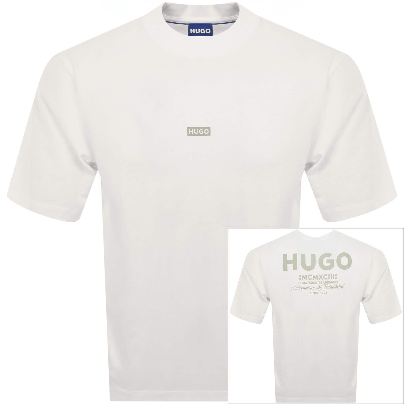 Shop Hugo Blue Nalono T Shirt White