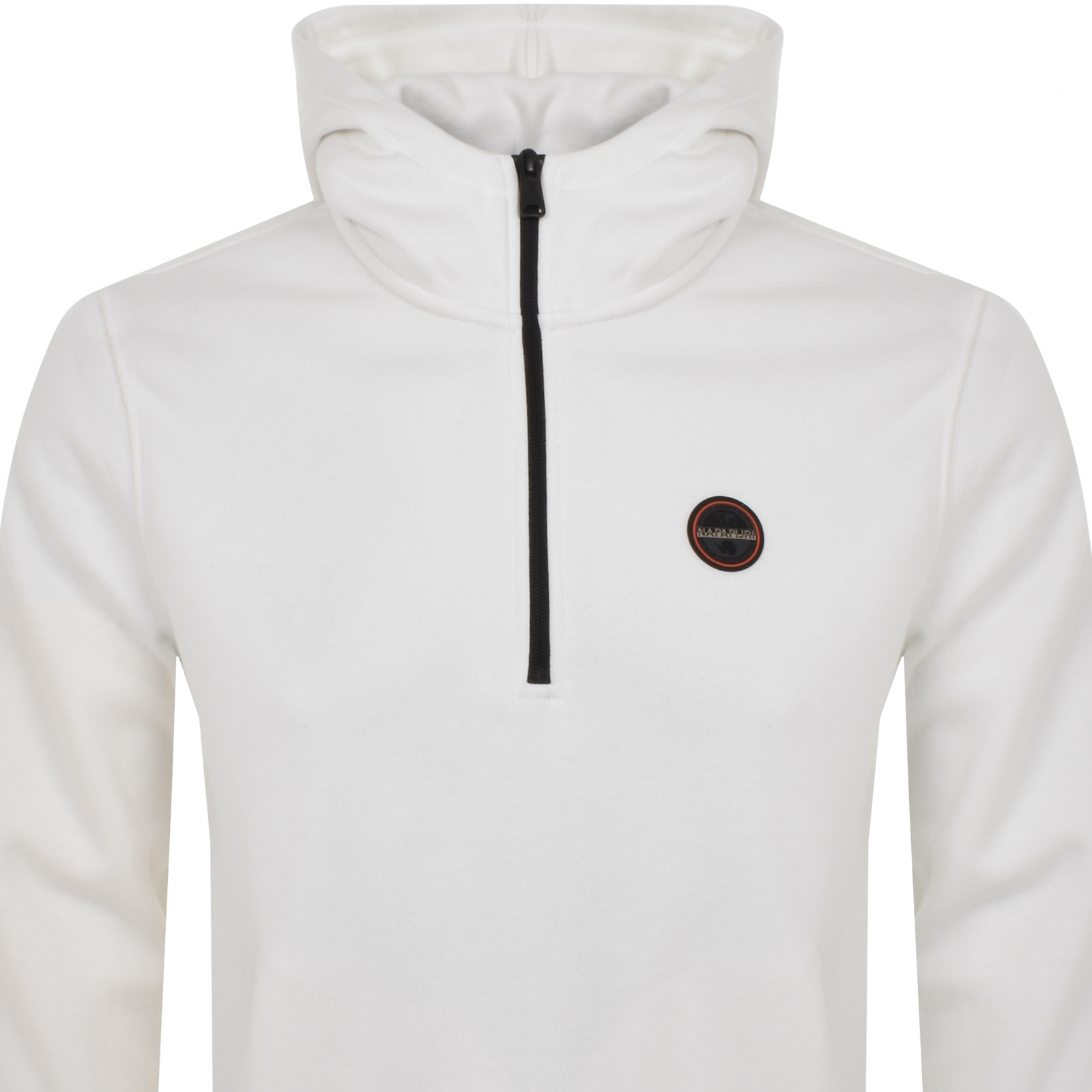 Shop Napapijri B Badge Hoodie White