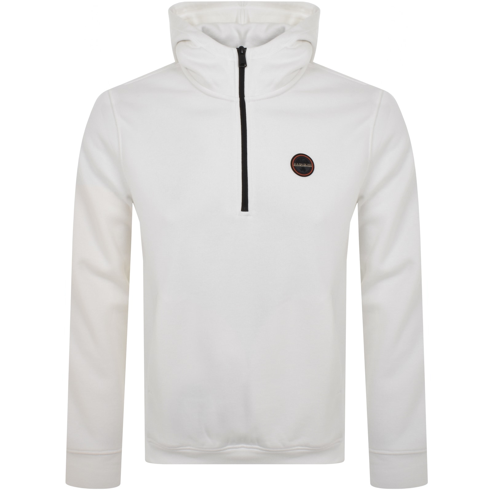 Shop Napapijri B Badge Hoodie White