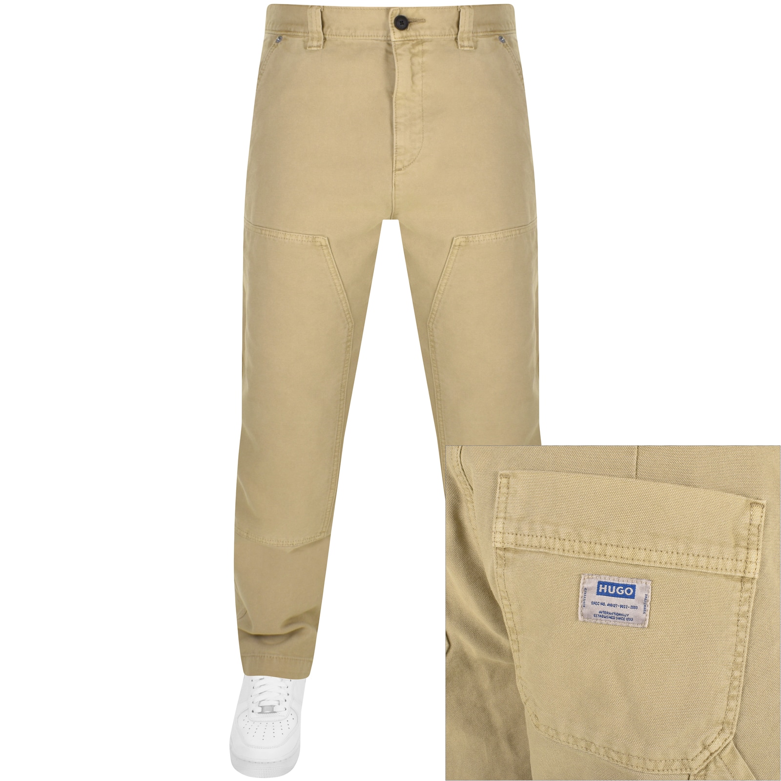 Shop Hugo Blue Gioro242d Trousers Beige