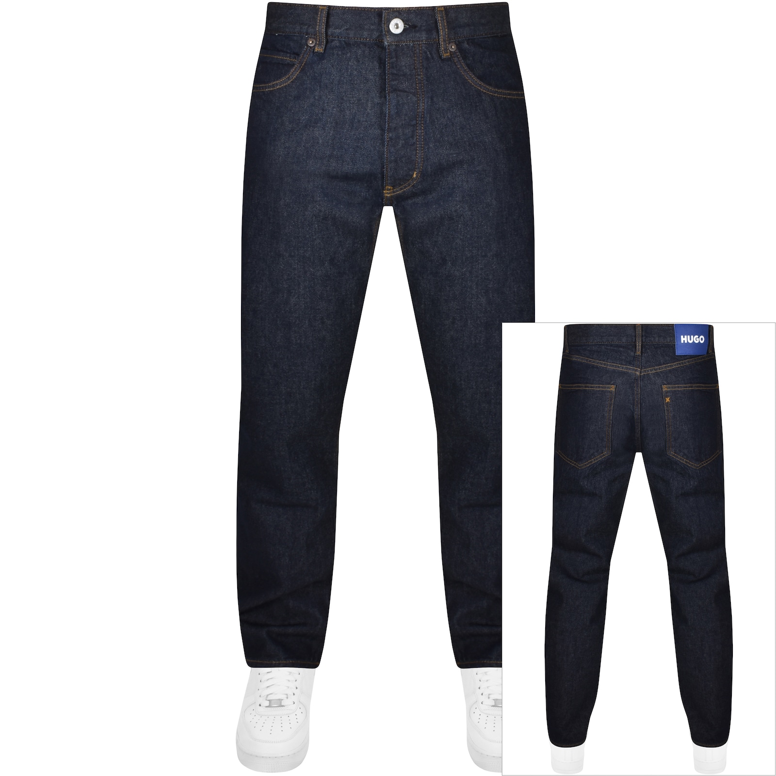 Shop Hugo Blue Straight Fit Jonah Dark Wash Jeans