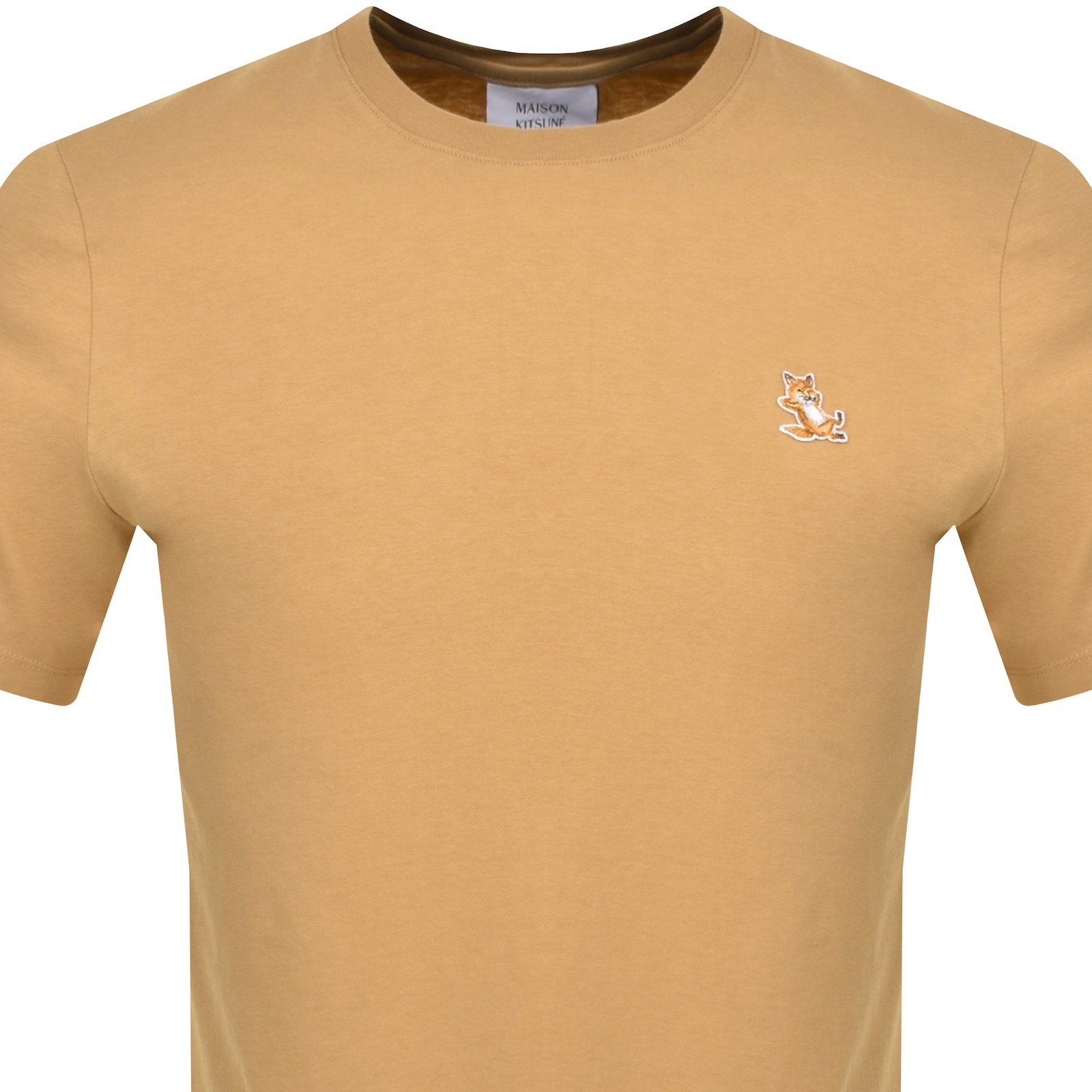 Shop Maison Kitsuné Maison Kitsune Chillax Fox Patch T Shirt Brown