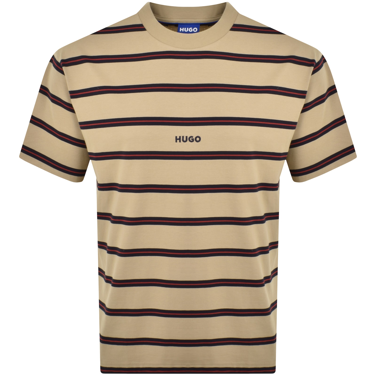 Shop Hugo Blue Nistripo Striped T Shirt Beige