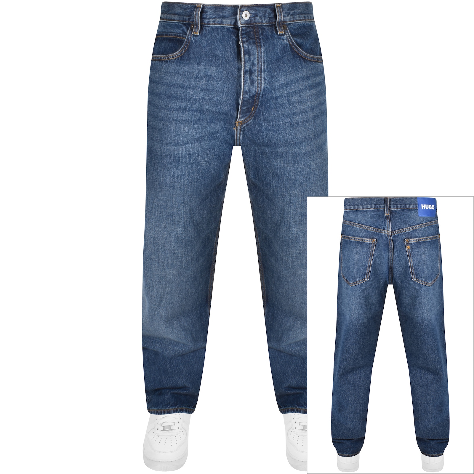 Shop Hugo Blue Nate Baggy Jeans Mid Wash Blue