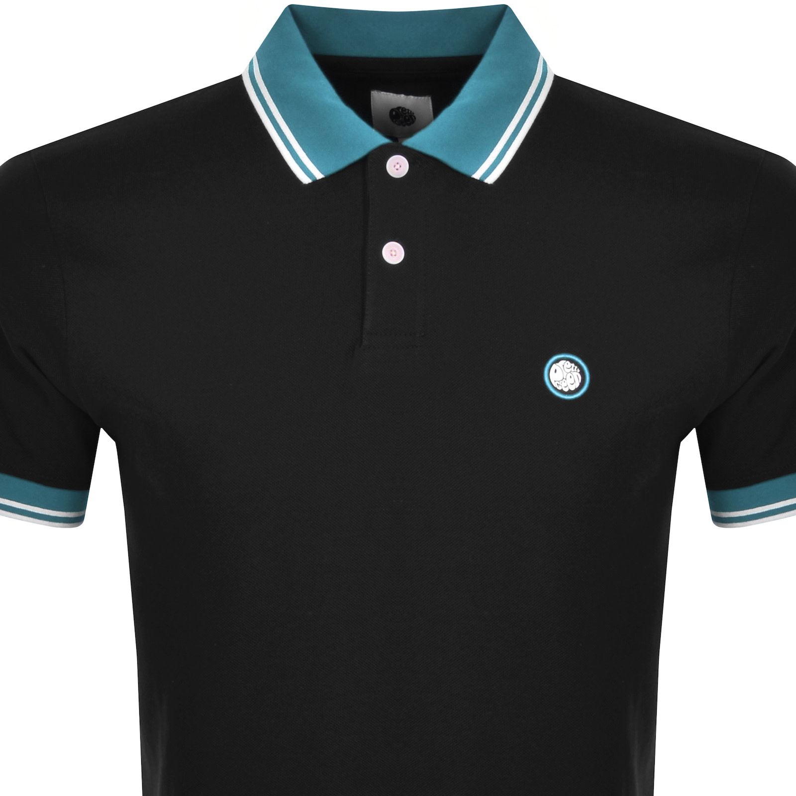 Shop Pretty Green Tilby Contrast Polo T Shirt Black