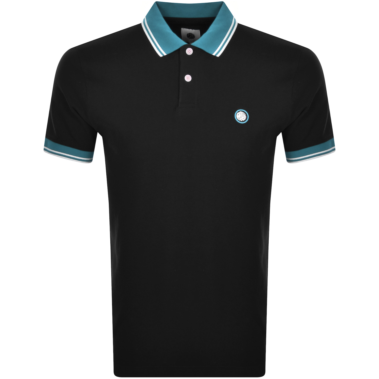 Shop Pretty Green Tilby Contrast Polo T Shirt Black